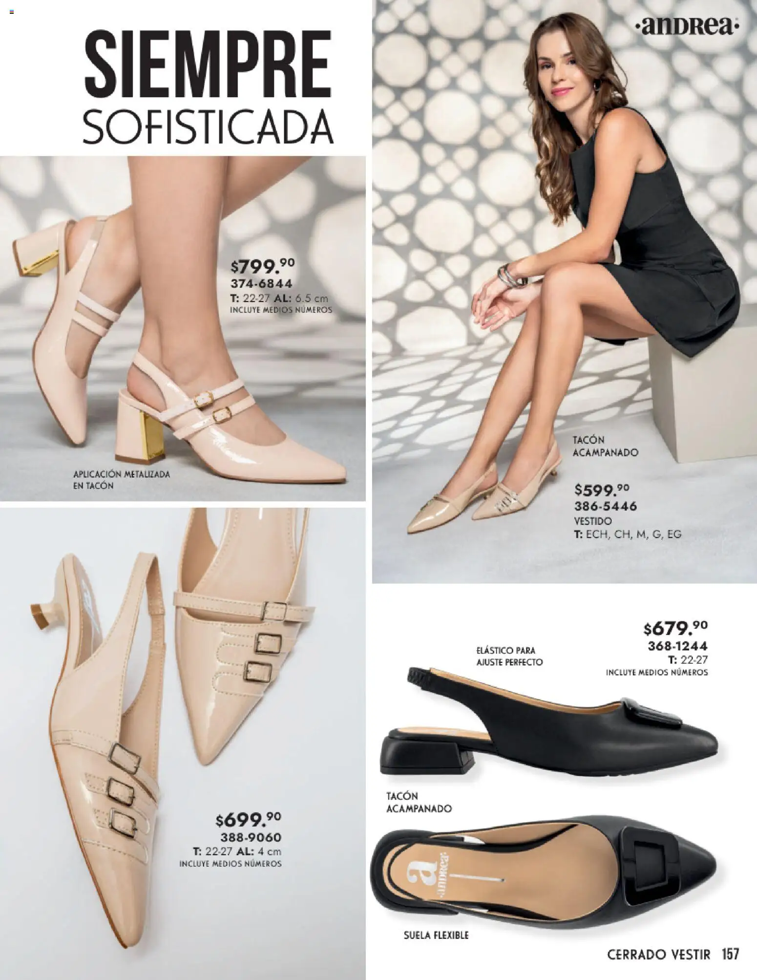 Nuevas ofertas de Andrea válidas en toda la República Mexicana desde el 25.01.2026. ¡Encuentra las mejores ofertas en Andrea catálogo Calzado Dama! | Página: 157 | Productos: Flexible, Vestido