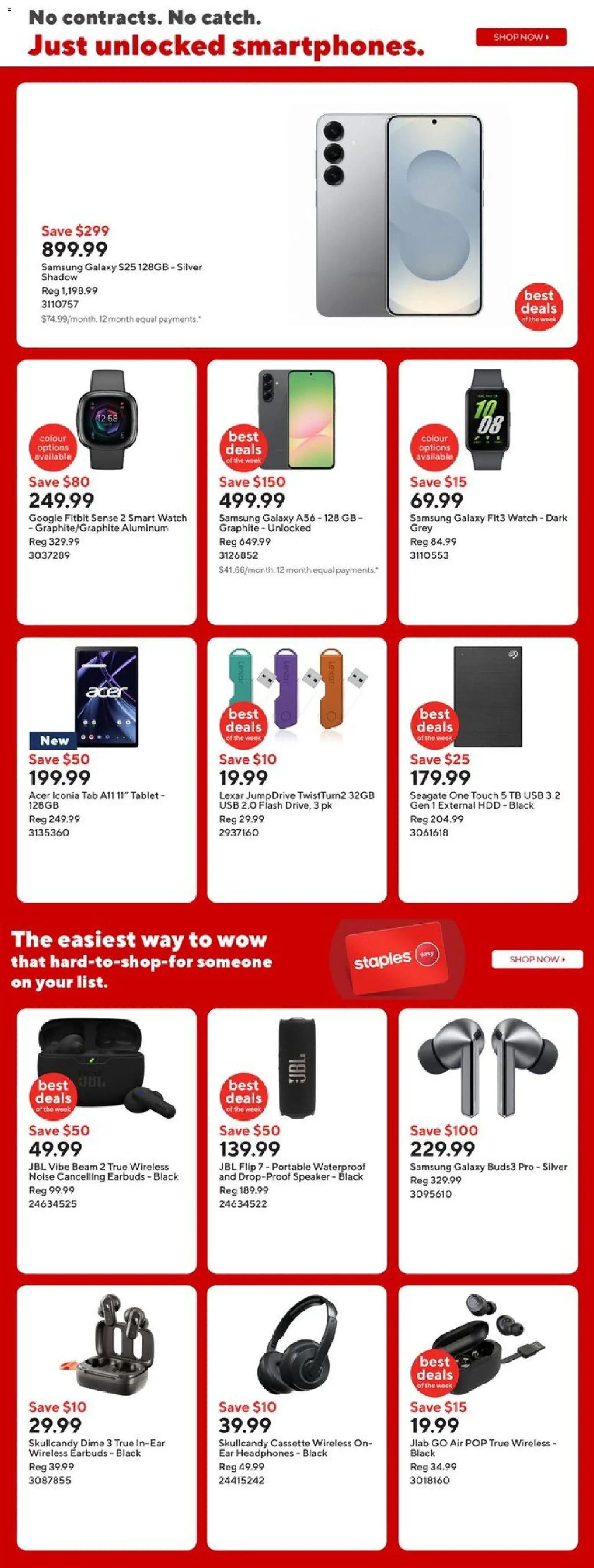 Staples flyer valid from 14.11.2025 | Page: 13 | Products: Watch, Tablet, Headphones, Speaker