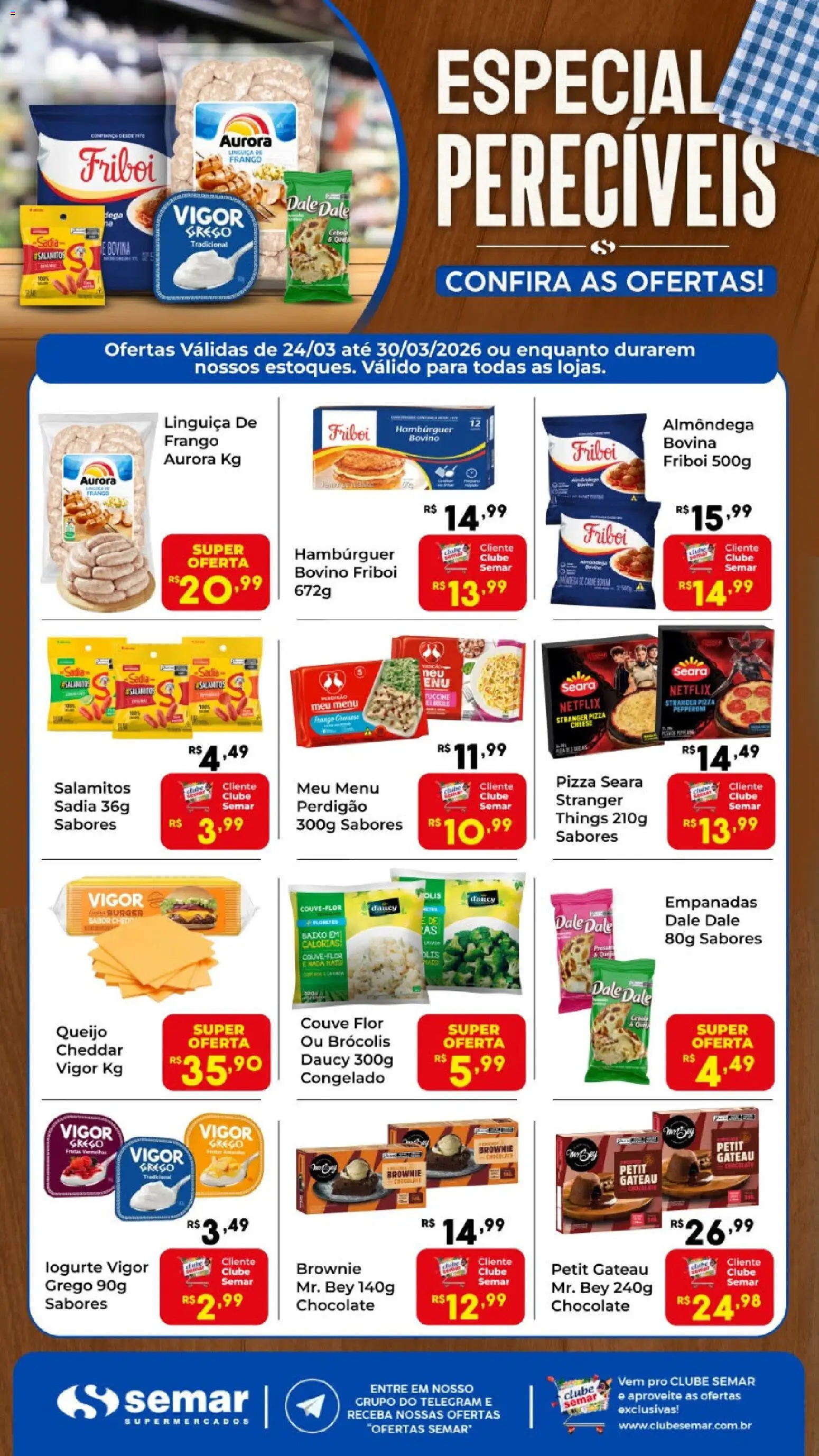Semar Supermercado Folheto - válido de 24.03.2026 | Página: 1 | Produtos: Queijo, Chocolate, Pizza, Hambúrguer
