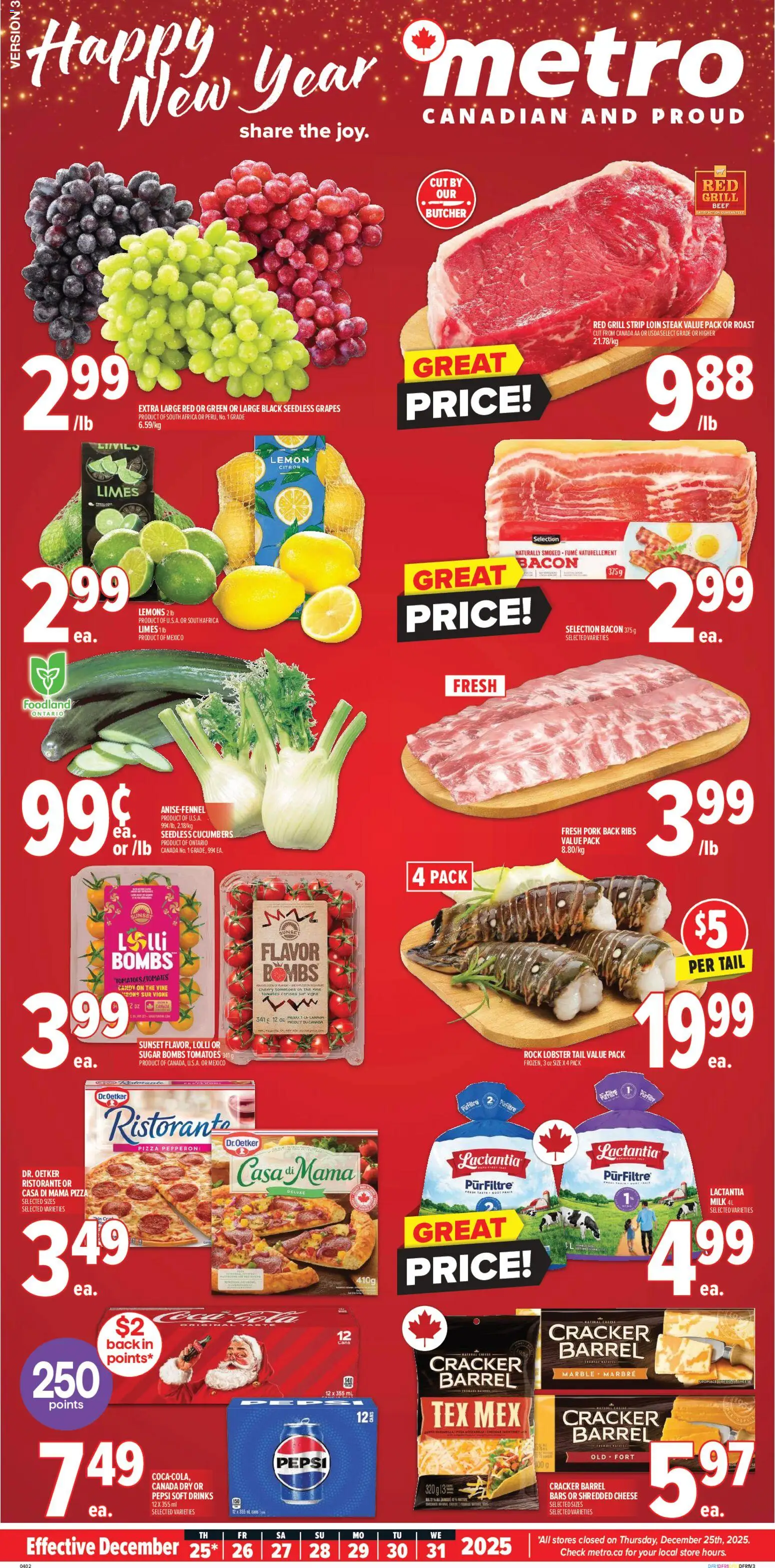 Metro flyer valid from 25.12.2025 | Page: 1 | Products: Cucumbers, Milk, Cheese, Pork