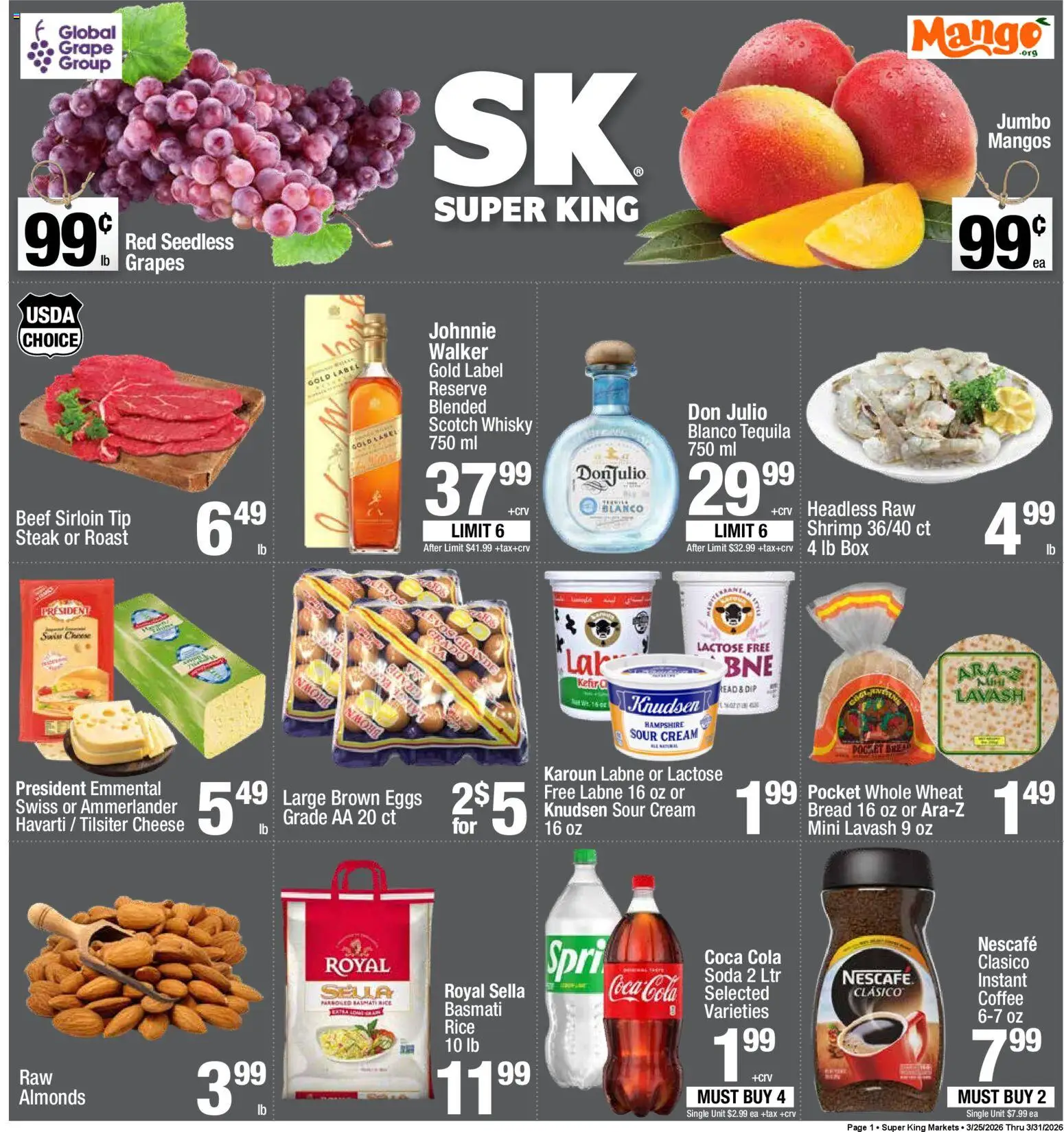 Super King Weekly Ad - valid from 25.03.2026 | Page: 1 | Products: Bread, Coffee, Rice, Sour cream