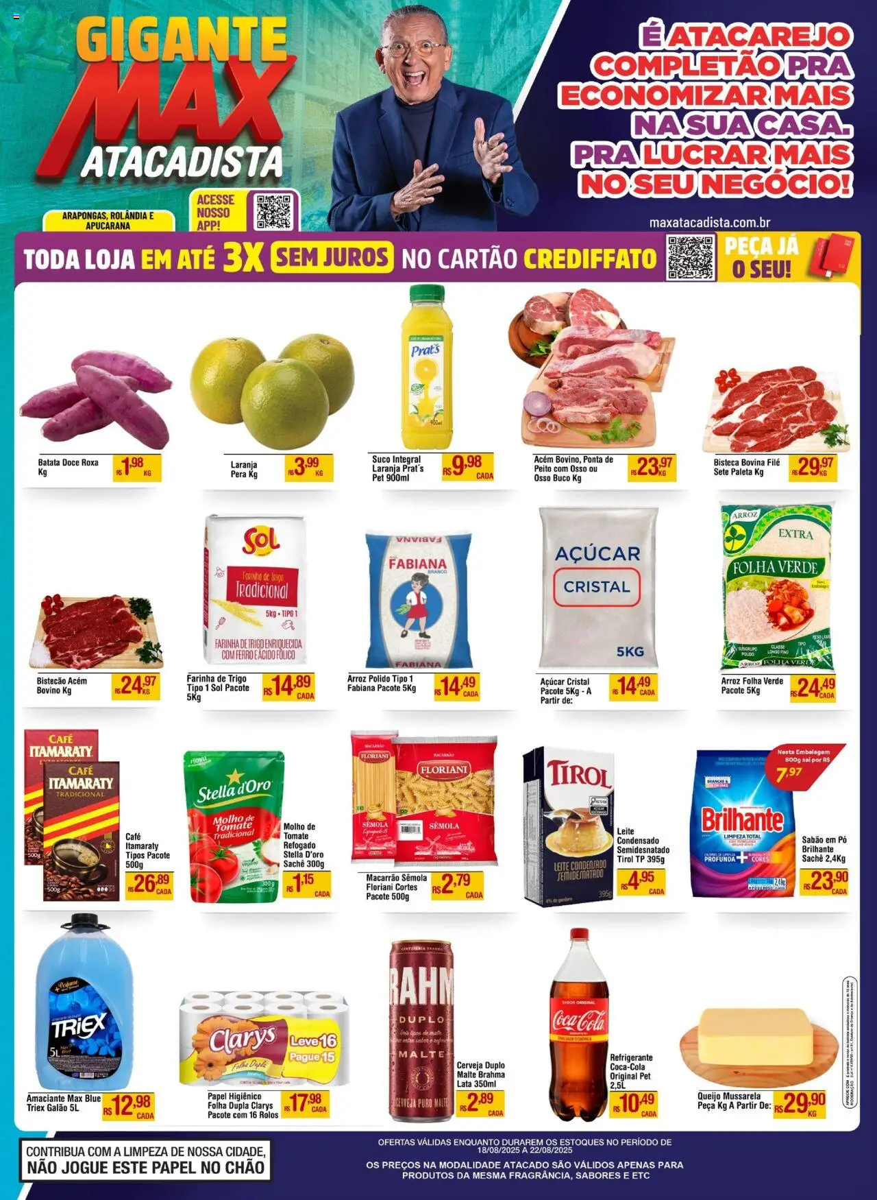 Max Atacadista Folheto - válido de 18.08.2025 | Página: 1 | Produtos: Cerveja, Macarrão, Bistecão, Açúcar