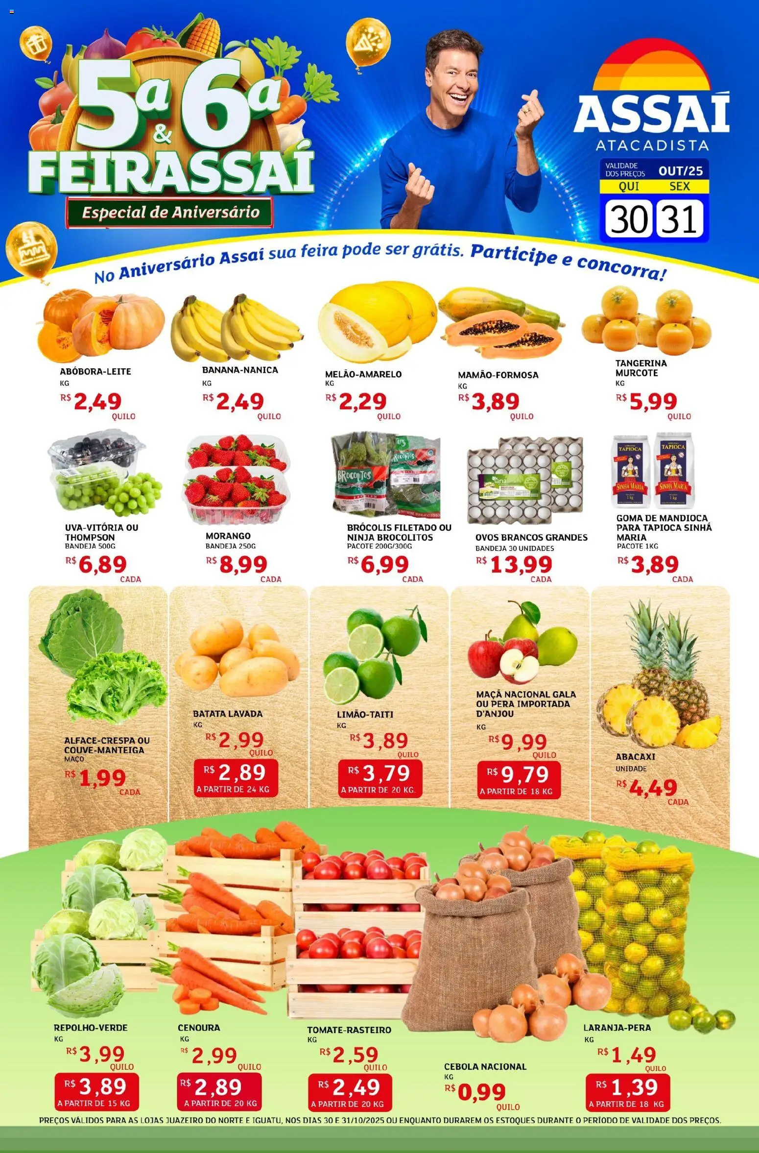 Assaí Atacadista Folheto - válido de 30.10.2025 | Página: 1 | Produtos: Abacaxi, Cenoura, Brócolis, Batata