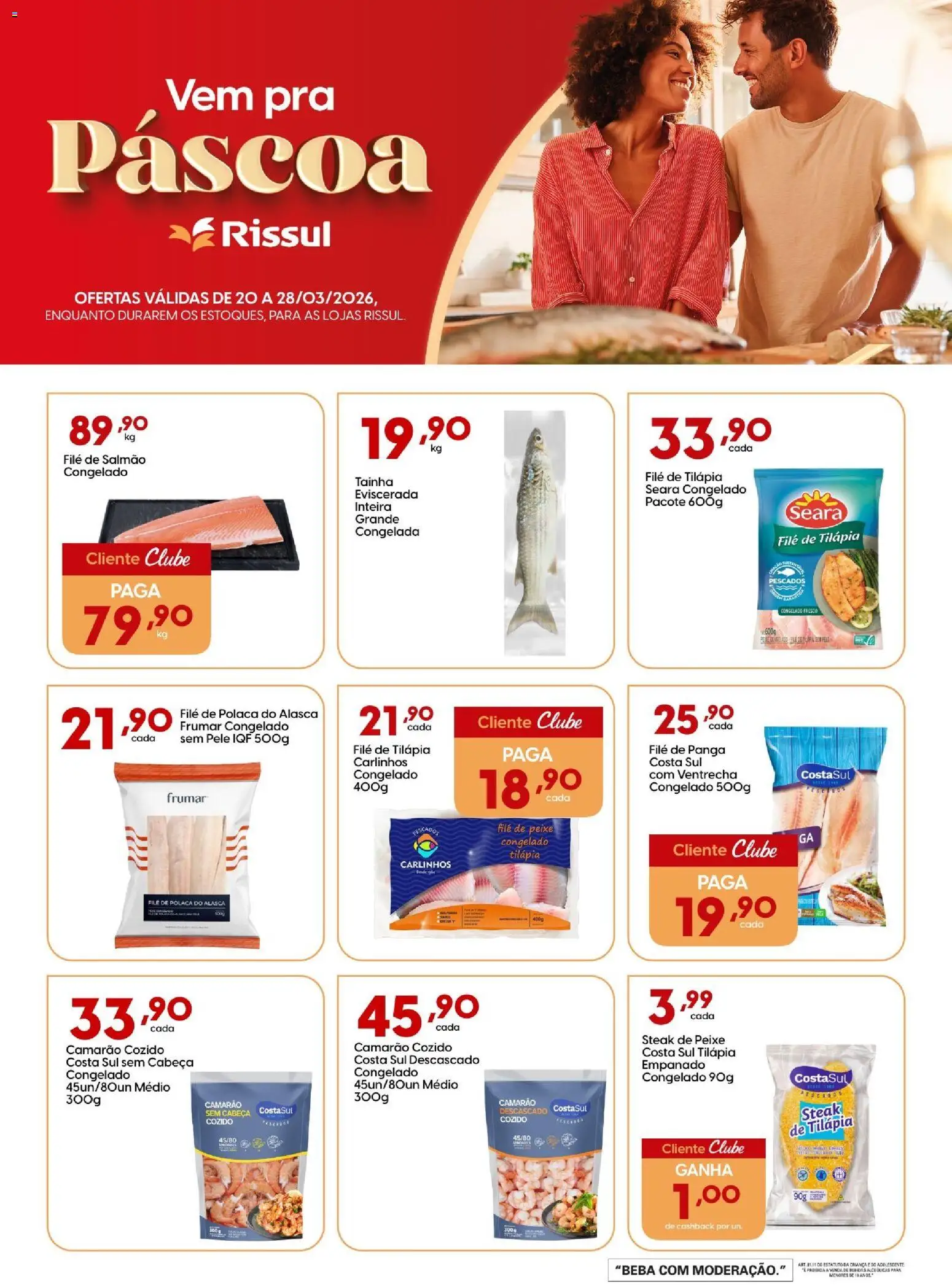Rissul Folheto - válido de 20.03.2026 | Página: 1 | Produtos: Salmão, Camarão, Tilápia, Peixe