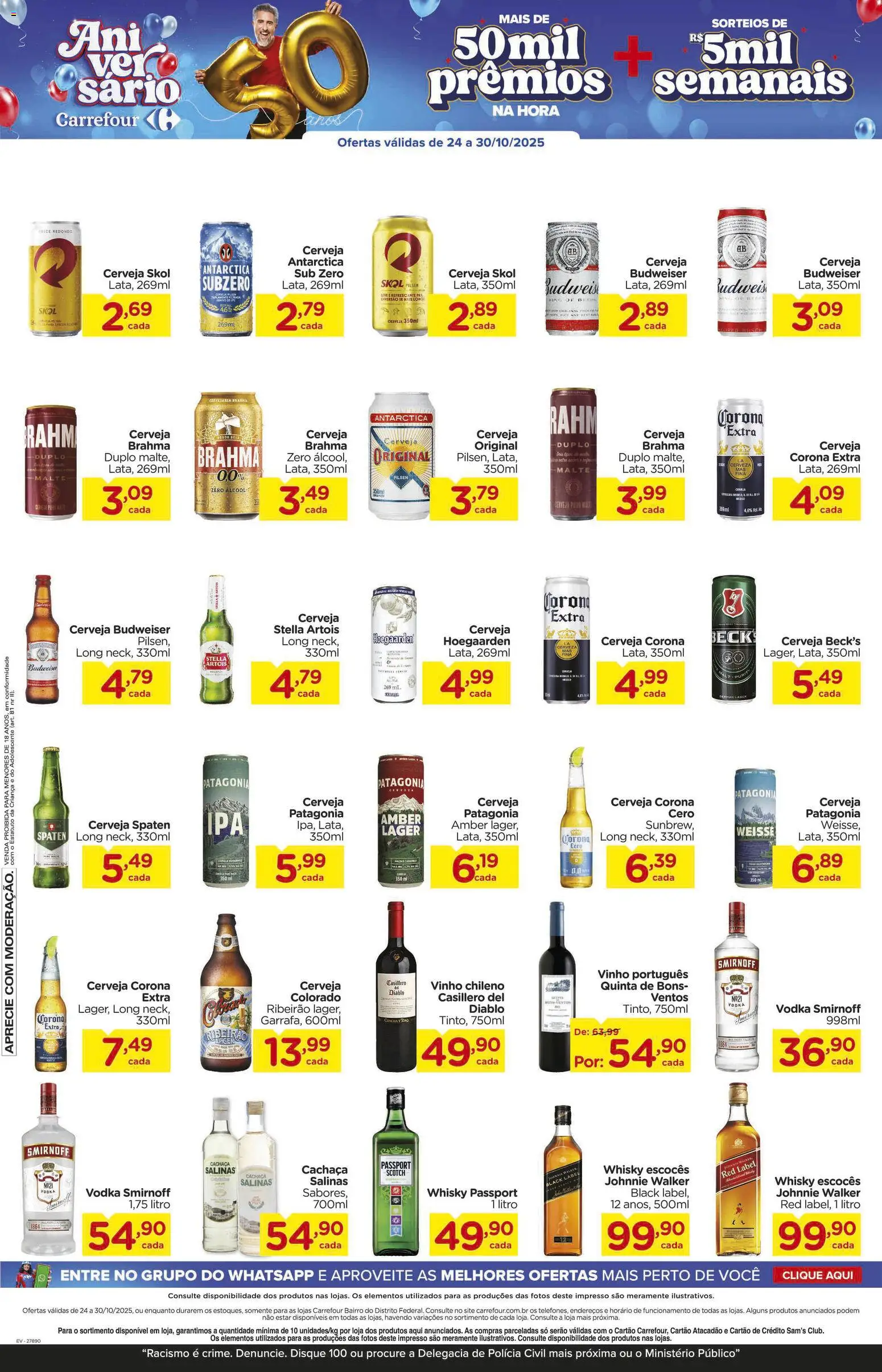 Carrefour Bairro Folheto - válido de 24.10.2025 | Página: 6 | Produtos: Cachaça, Whisky, Vinho, Vodka