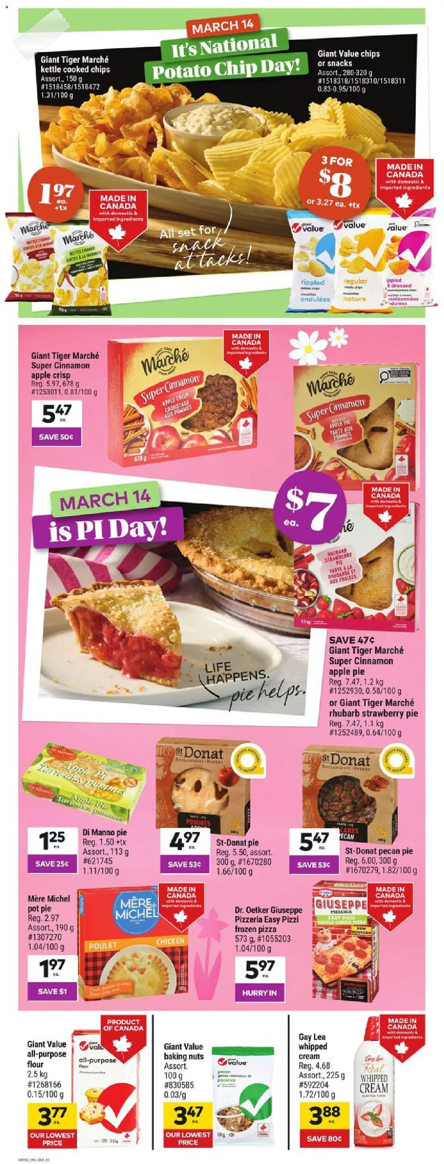 Giant Tiger flyer valid from 11.03.2026 | Page: 3 | Products: Chips, Nuts, Pizza, Chicken