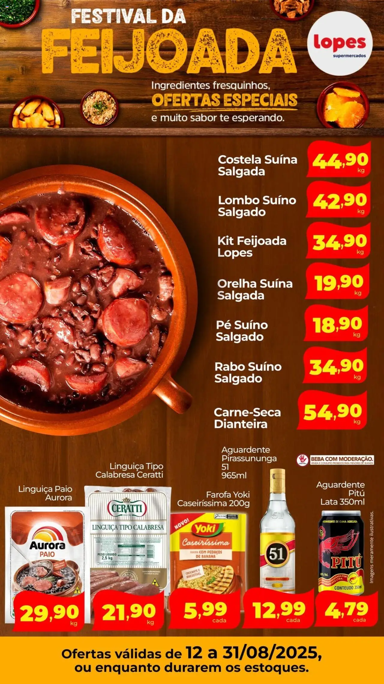 Lopes Supermercados Folheto - válido de 12.08.2025 | Página: 1 | Produtos: Linguiça, Lombo, Farofa