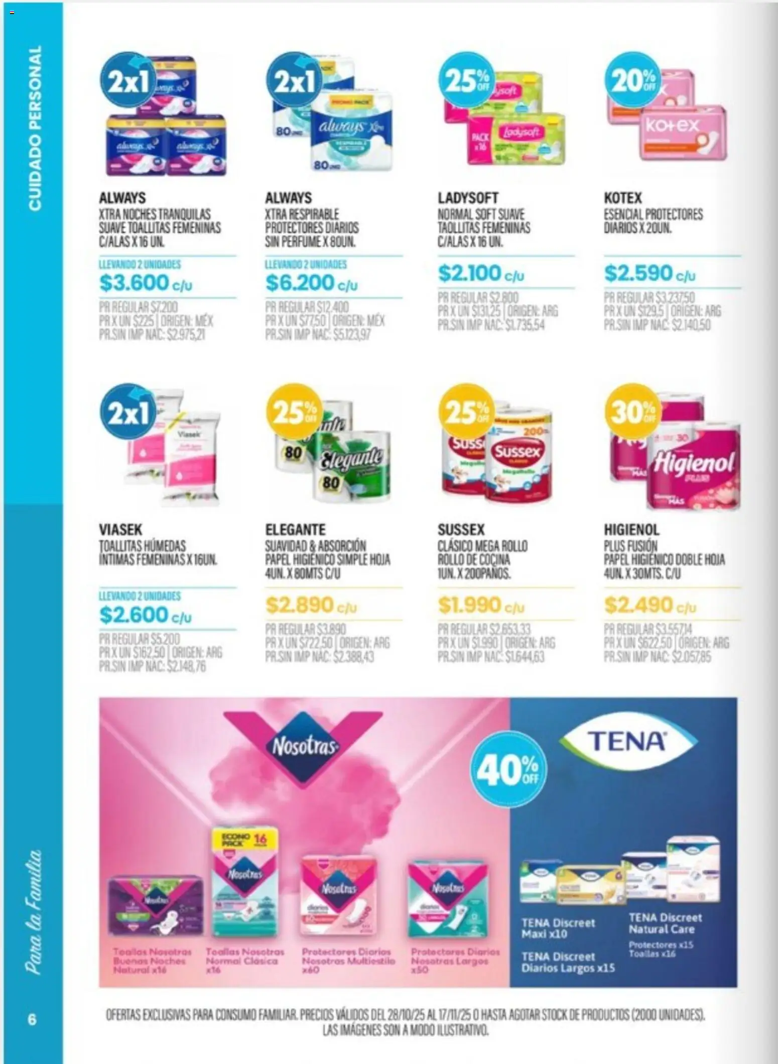 Pigmento catálogo │ válido desde el 28.10.2025 | Página: 6 | Productos: Papel higiénico, Cocina, Toallitas húmedas, Protectores diarios