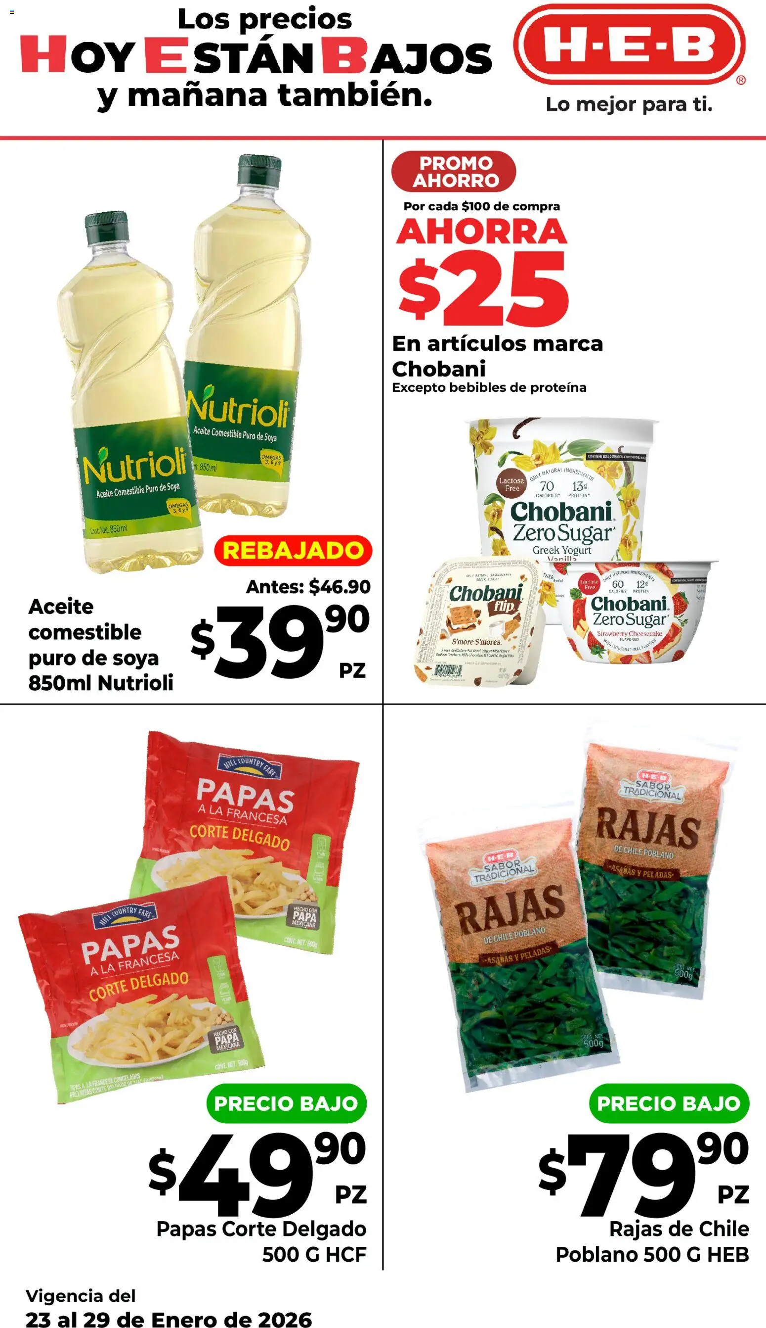 Nuevas ofertas de H-E-B válidas en toda la República Mexicana desde el 23.01.2026. ¡Encuentra las mejores ofertas en H-E-B folleto! | Página: 3 | Productos: Papa, Aceite, Chocolate