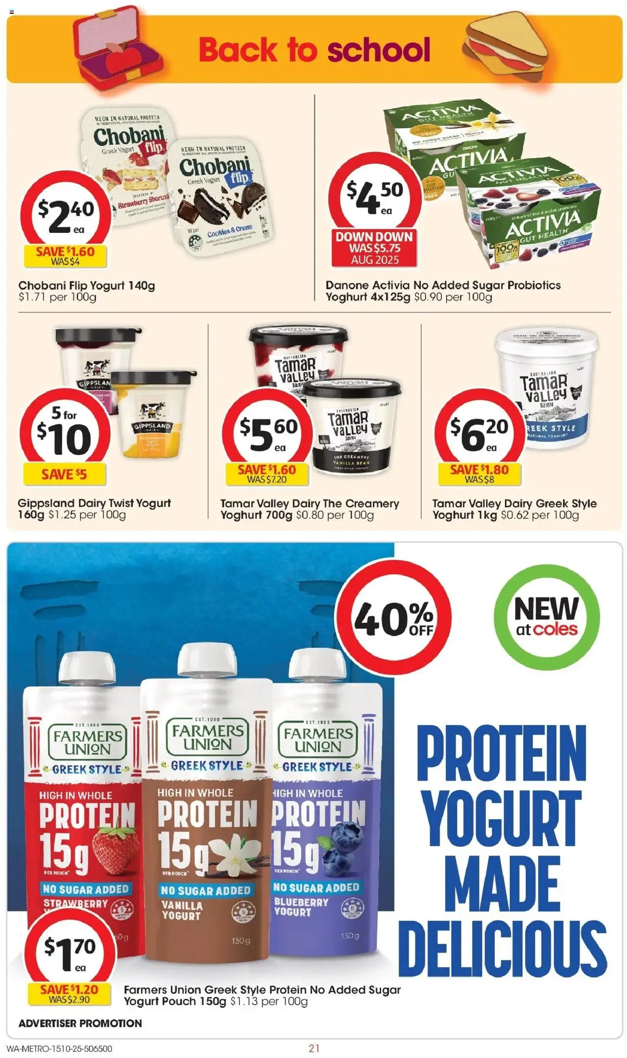 Coles catalogue - valid from 15.10.2025 | Page: 21 | Products: Dairy, Yoghurt, Cream, Sugar