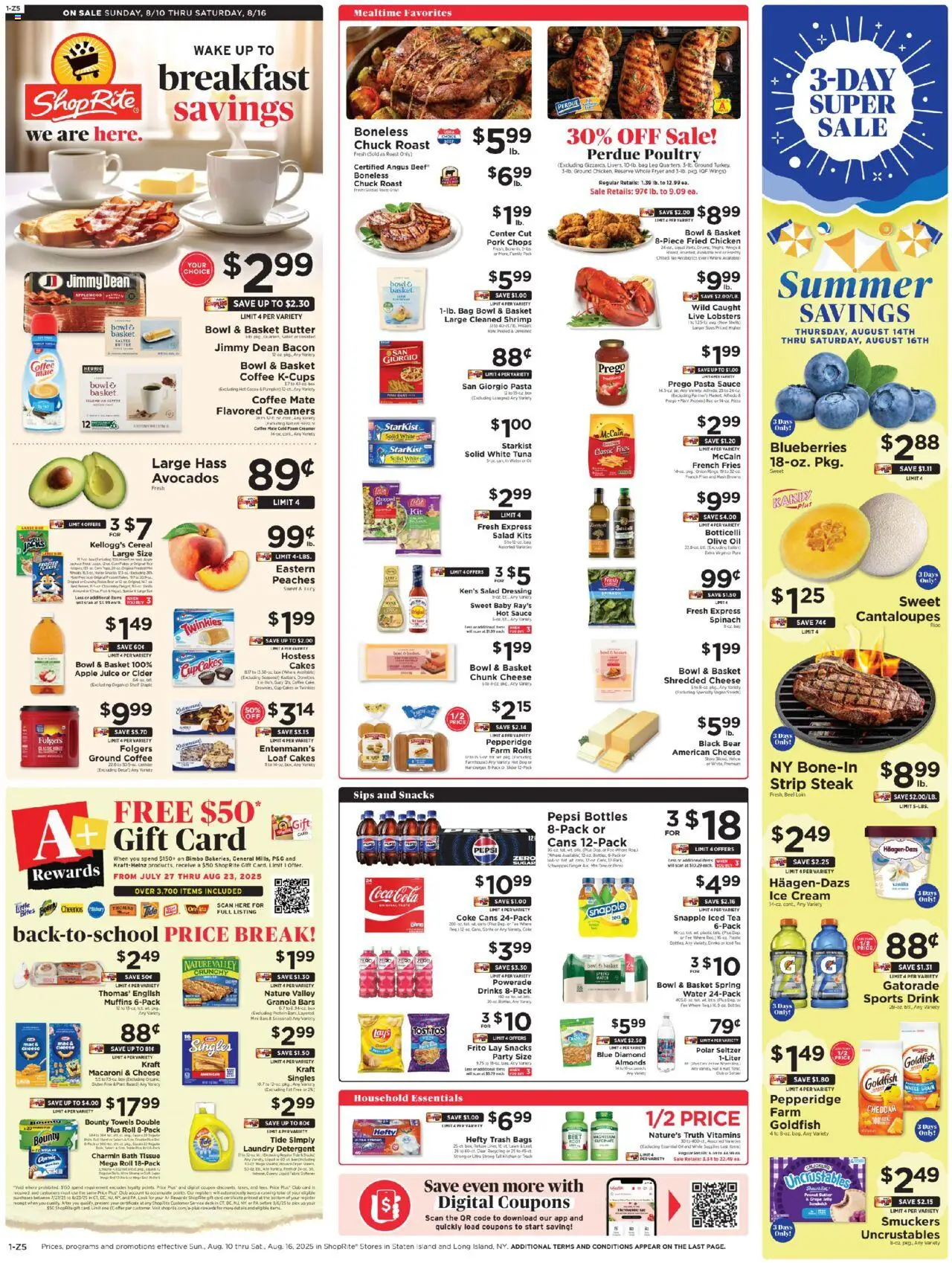 ShopRite Weekly Ad 2 - valid from 10.08.2025 | Page: 1 | Products: Cantaloupes, Spinach, Butter, Ice cream