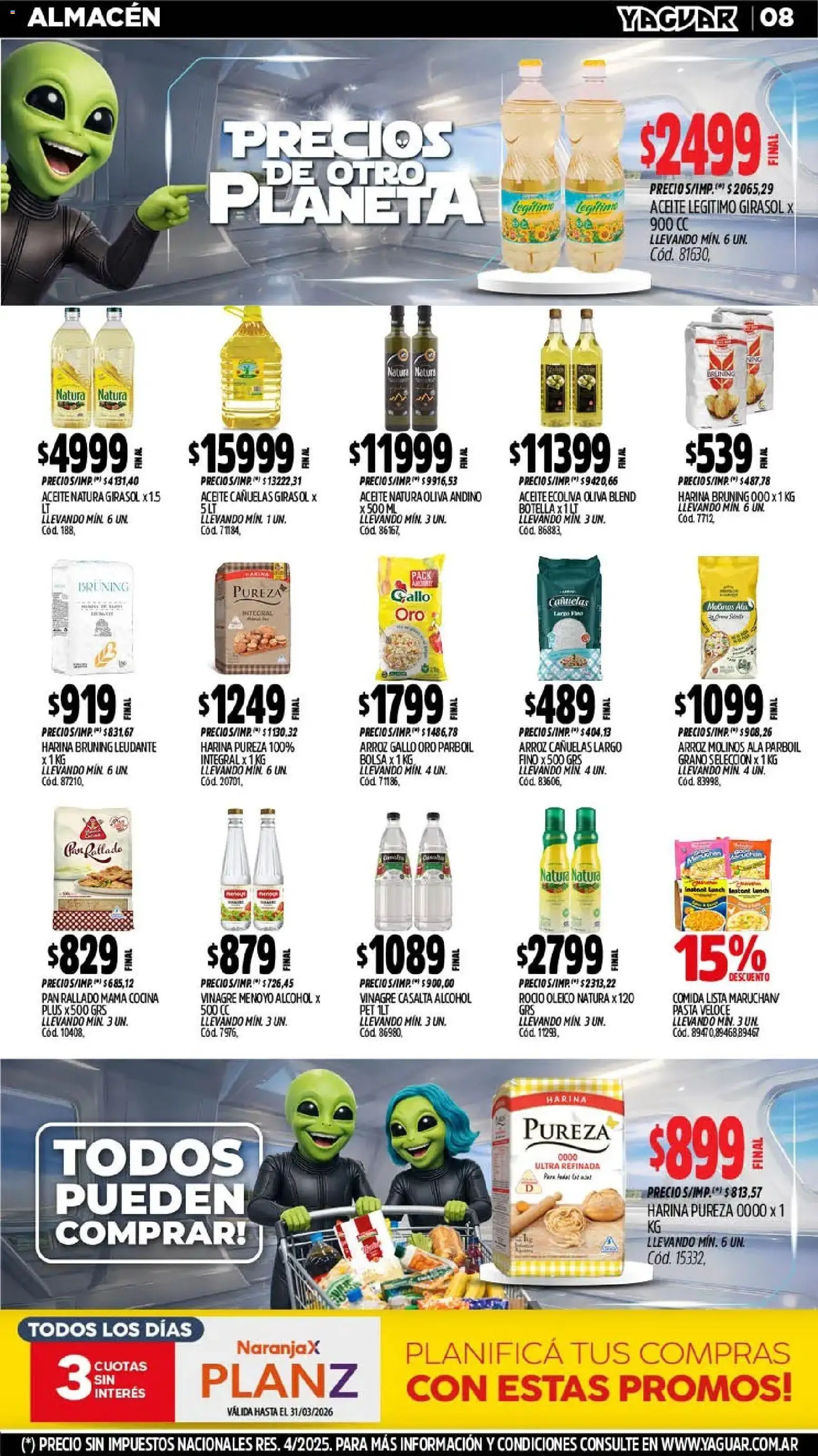 Yaguar - Oferta Semanal Ing Masch │ válido desde el 02.03.2026 | Página: 9 | Productos: Cocina, Harina, Aceite, Vinagre