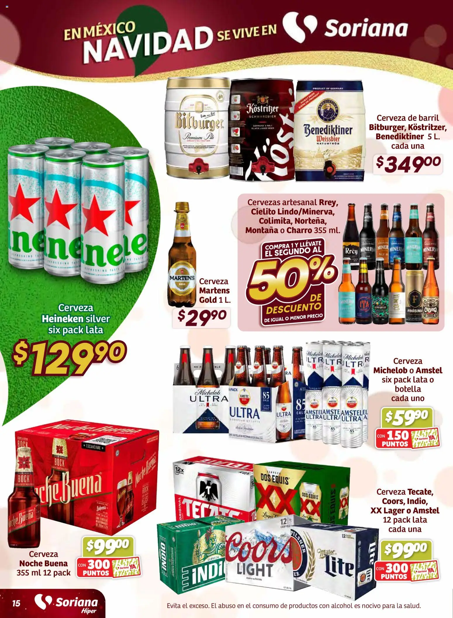 Nuevas ofertas de Soriana válidas en toda la República Mexicana desde el 11.12.2025. ¡Encuentra las mejores ofertas en Soriana - Preciazazaso Híper: Camp, Chia, Oax, Q. Roo, Tab, Yuc! | Página: 15 | Productos: Leche, Cerveza, Botella