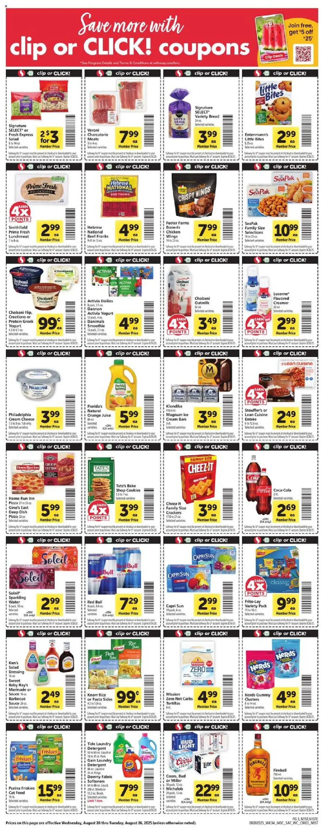 Safeway Weekly Ad - valid from 20.08.2025 | Page: 3 | Products: Yogurt, Rice, Beef, Water