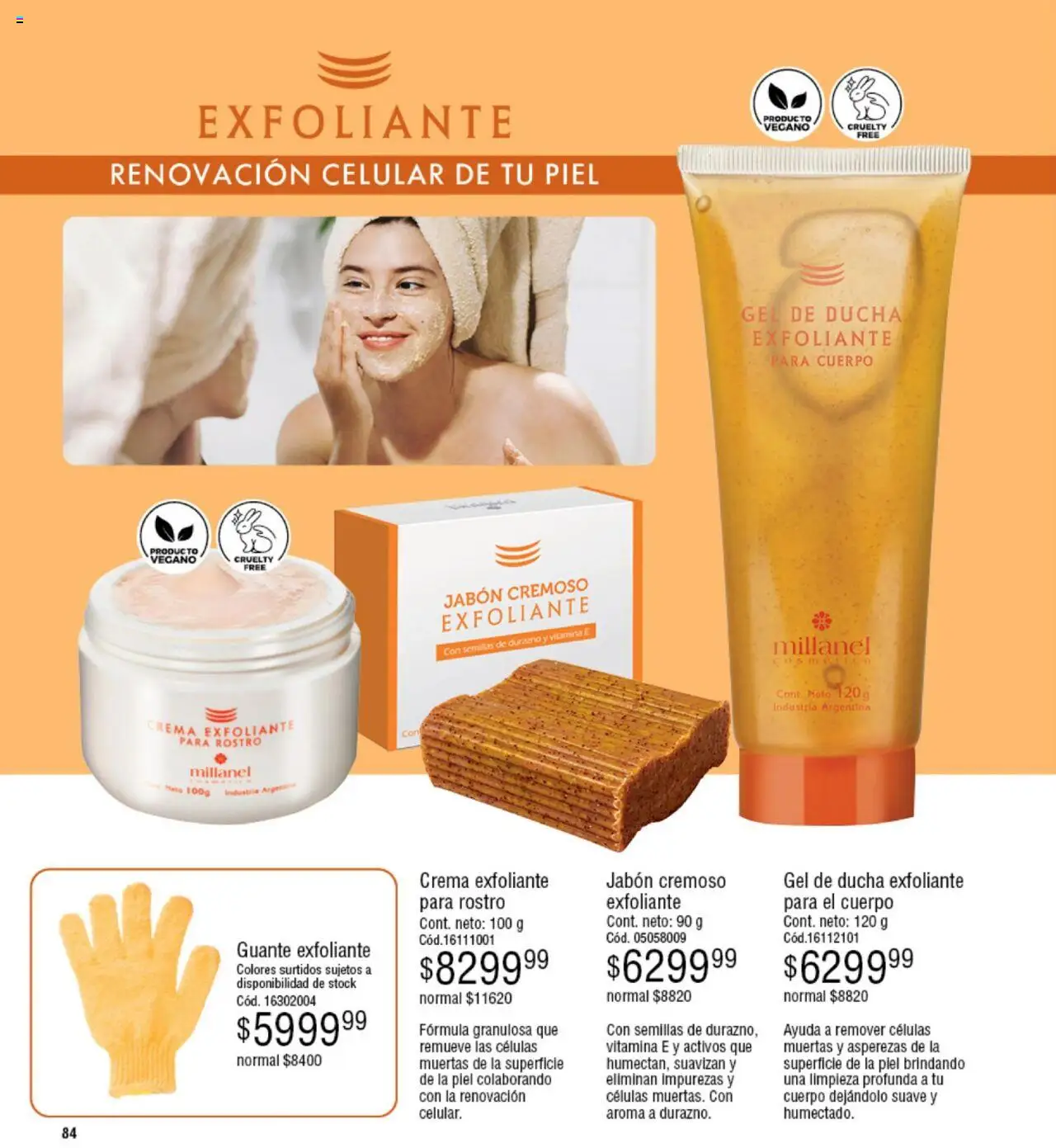 Millanel catálogo │ válido desde el 23.06.2025 | Página: 84 | Productos: Guante, Durazno, Jabón, Crema