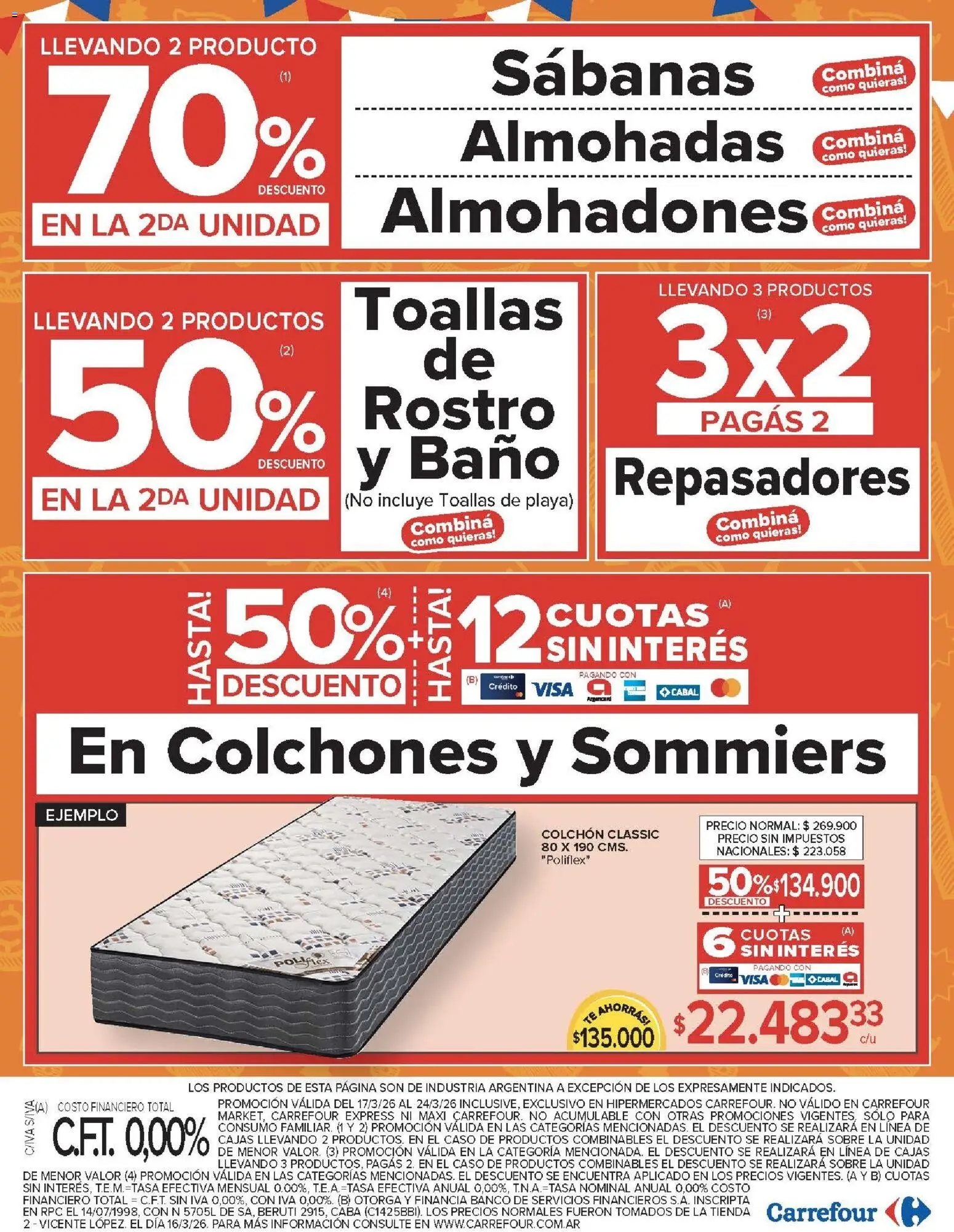 Carrefour ofertas │ válido desde el 17.03.2026 | Página: 22 | Productos: Caso, Sabanas, Colchón, Sobre