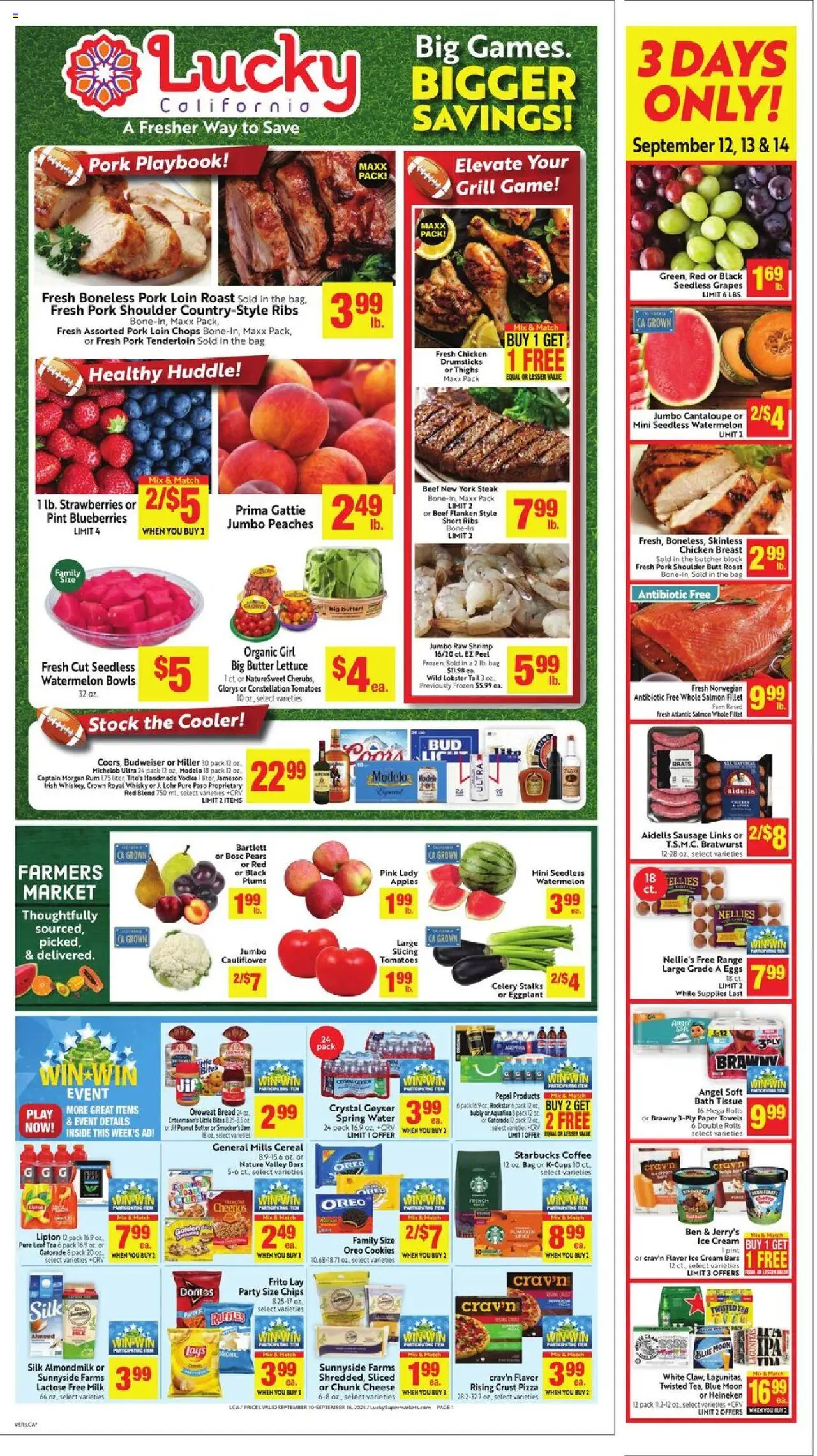 Lucky Supermarkets Weekly Ad - valid from 10.09.2025 | Page: 1 | Products: Bath, Tomatoes, Cream, Eggplant