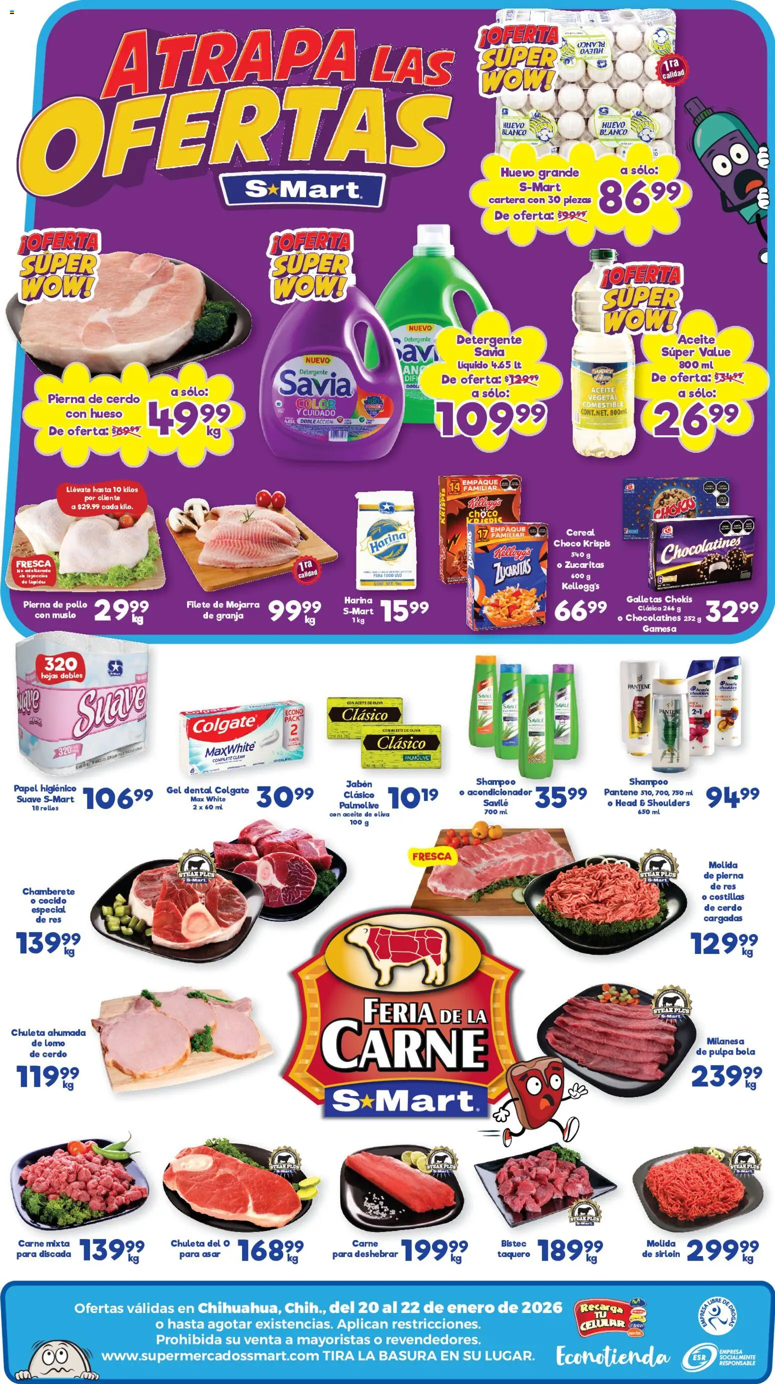 Nuevas ofertas de S-Mart válidas en toda la República Mexicana desde el 20.01.2026. ¡Encuentra las mejores ofertas en S-Mart folleto! | Página: 2 | Productos: Milanesa, Aceite, Res, Papel higiénico