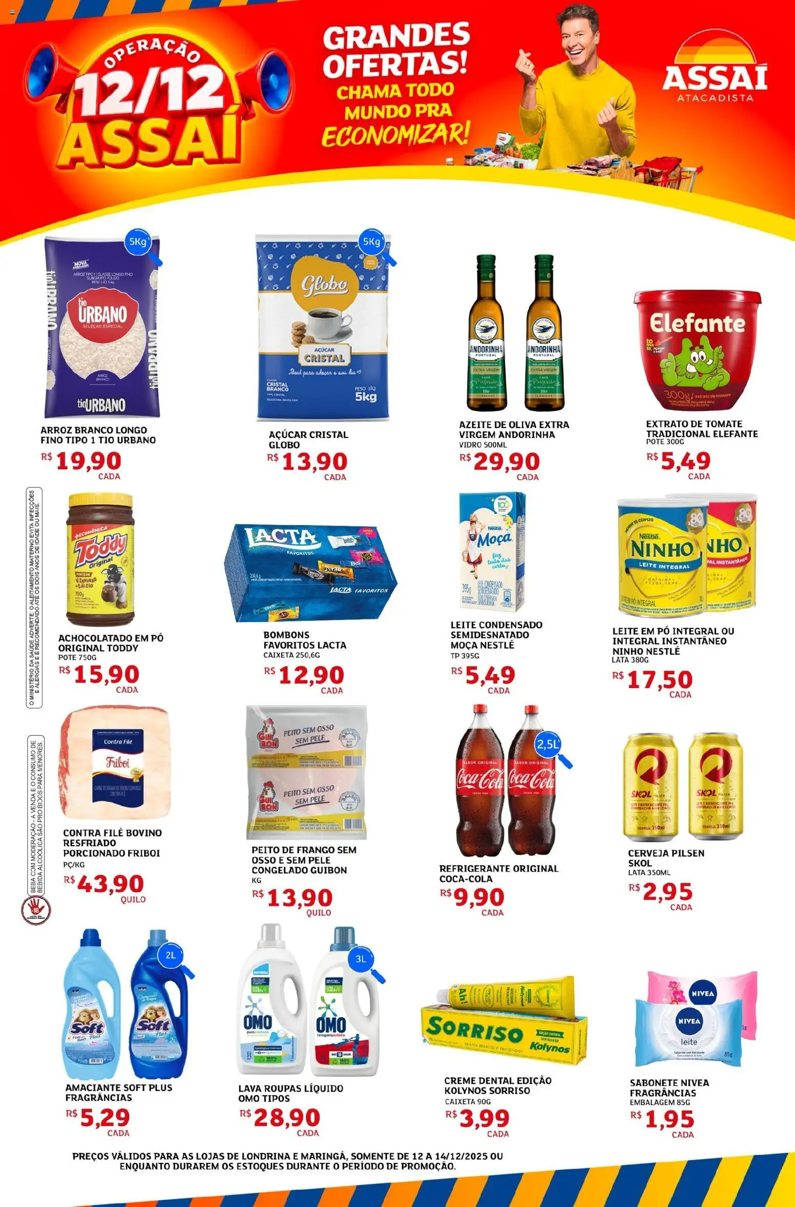 Assaí Atacadista Folheto - válido de 12.12.2025 | Página: 1 | Produtos: Contra filé, Leite, Leite condensado, Leite em pó