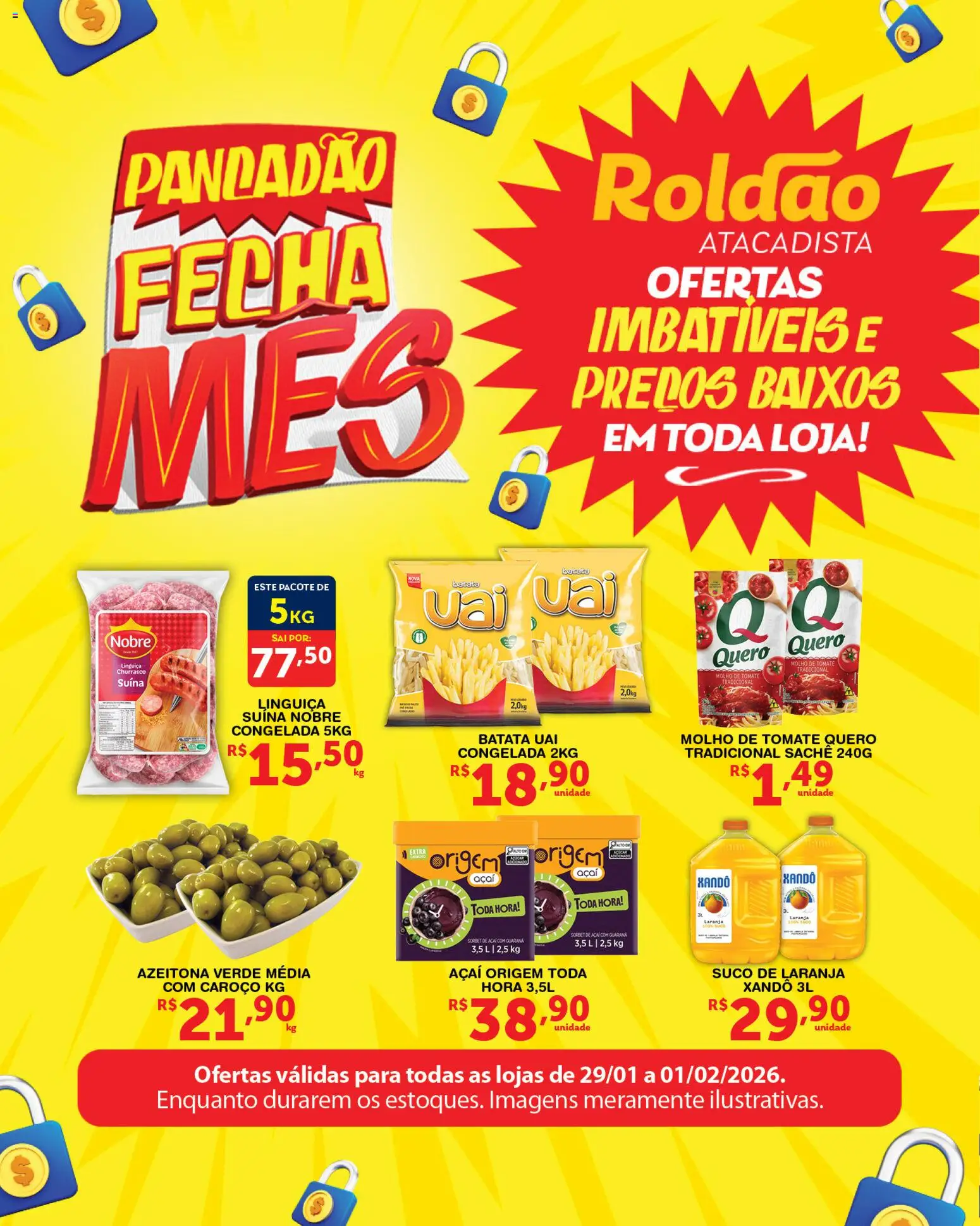Roldão Folheto - válido de 29.01.2026 | Página: 1 | Produtos: Guaraná, Molho de tomate, Batata, Açaí