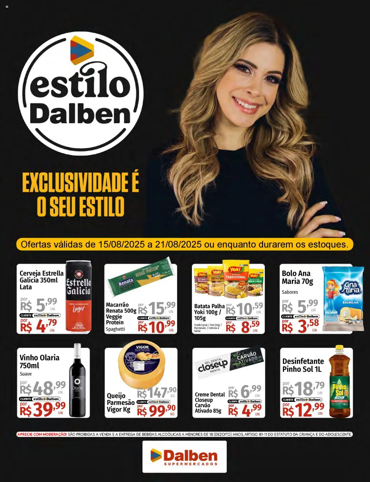 Supermercado Dalben Folheto - válido de 15.08.2025 | Página: 1 | Produtos: Cerveja, Parmesão, Creme, Batata palha