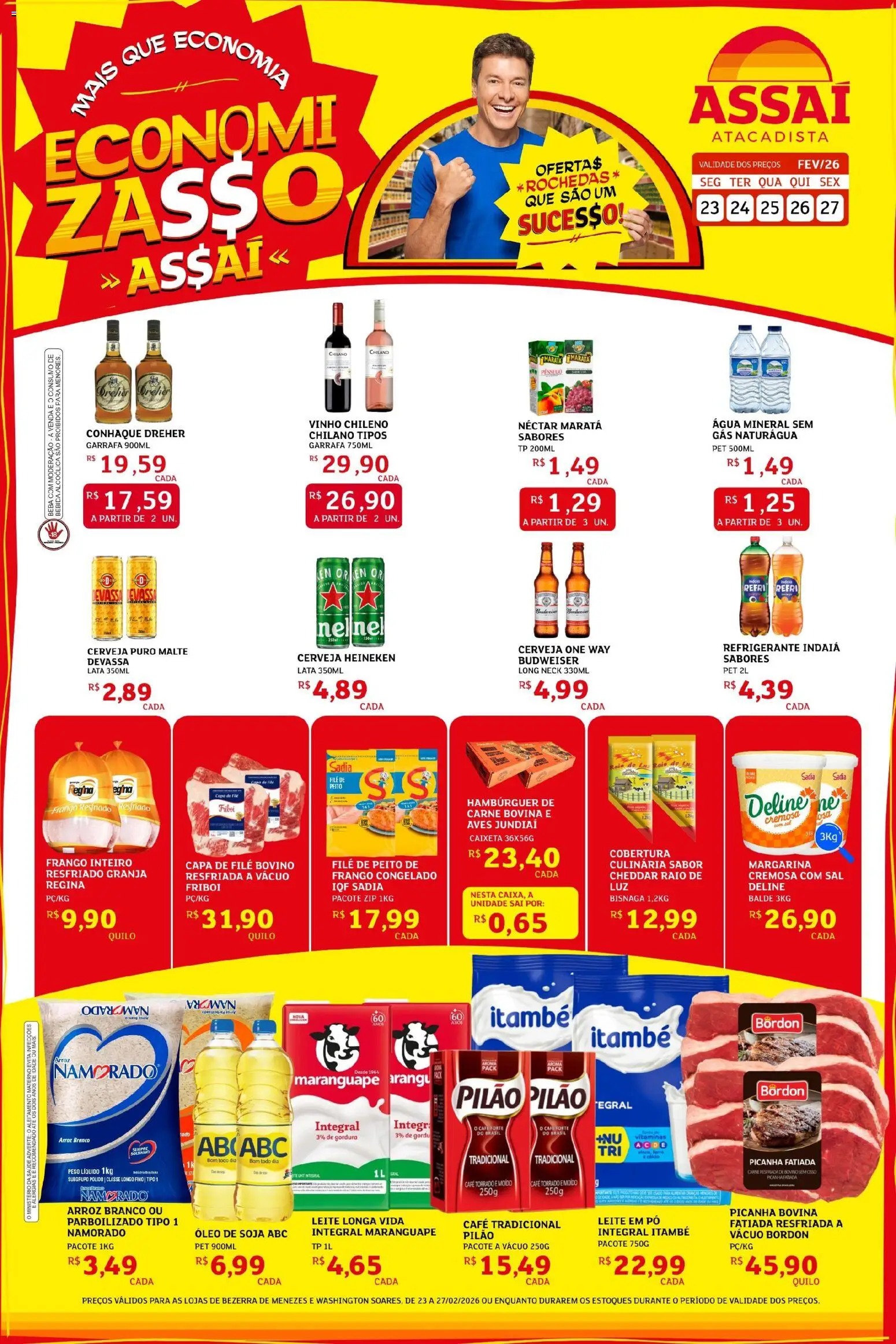 Assaí Atacadista Folheto - válido de 23.02.2026 | Página: 1 | Produtos: Cerveja, Carne, Sal, Balde