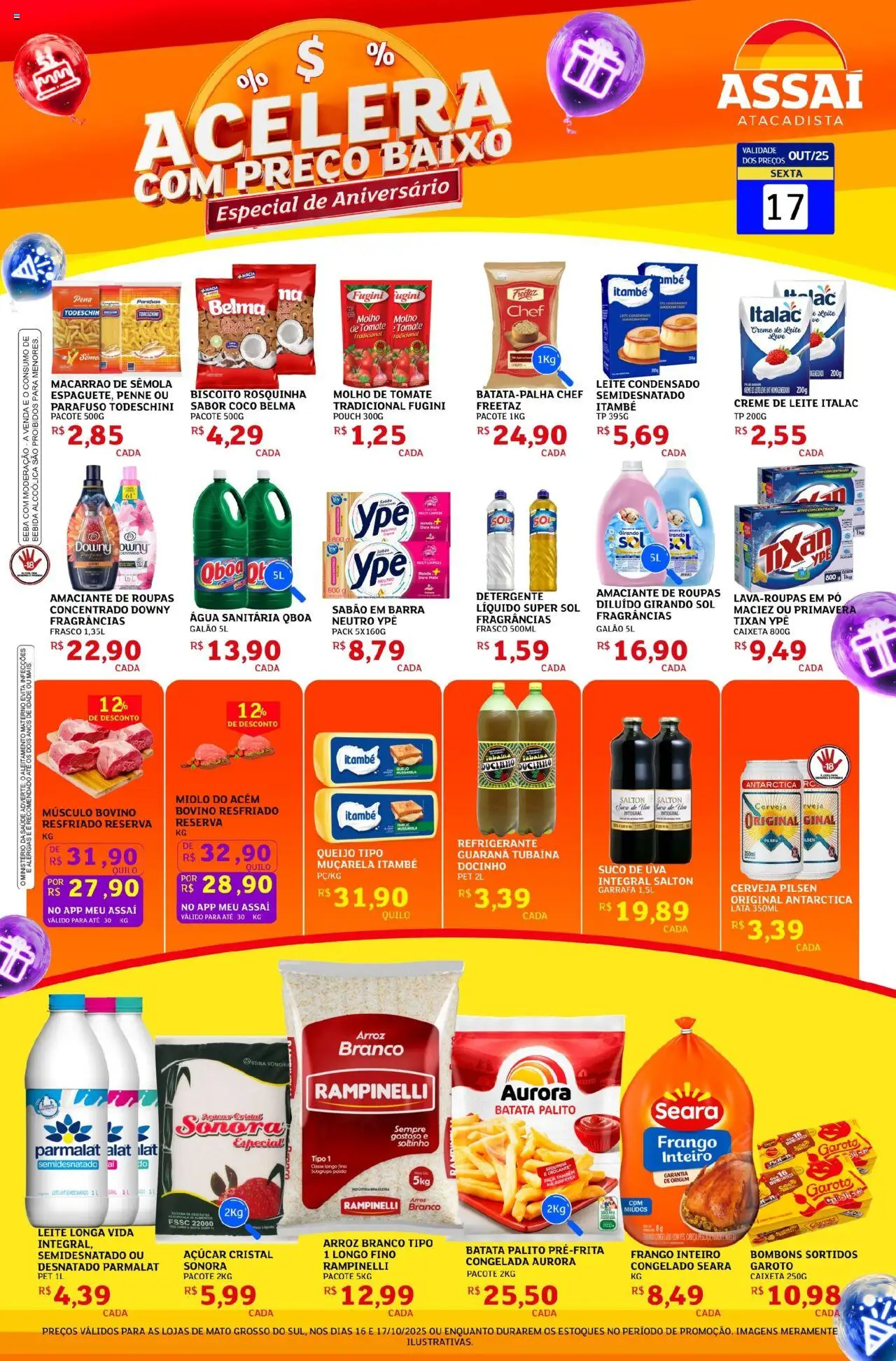 Assaí Atacadista Folheto - válido de 17.10.2025 | Página: 1 | Produtos: Suco, Cerveja, Leite condensado, Amaciante