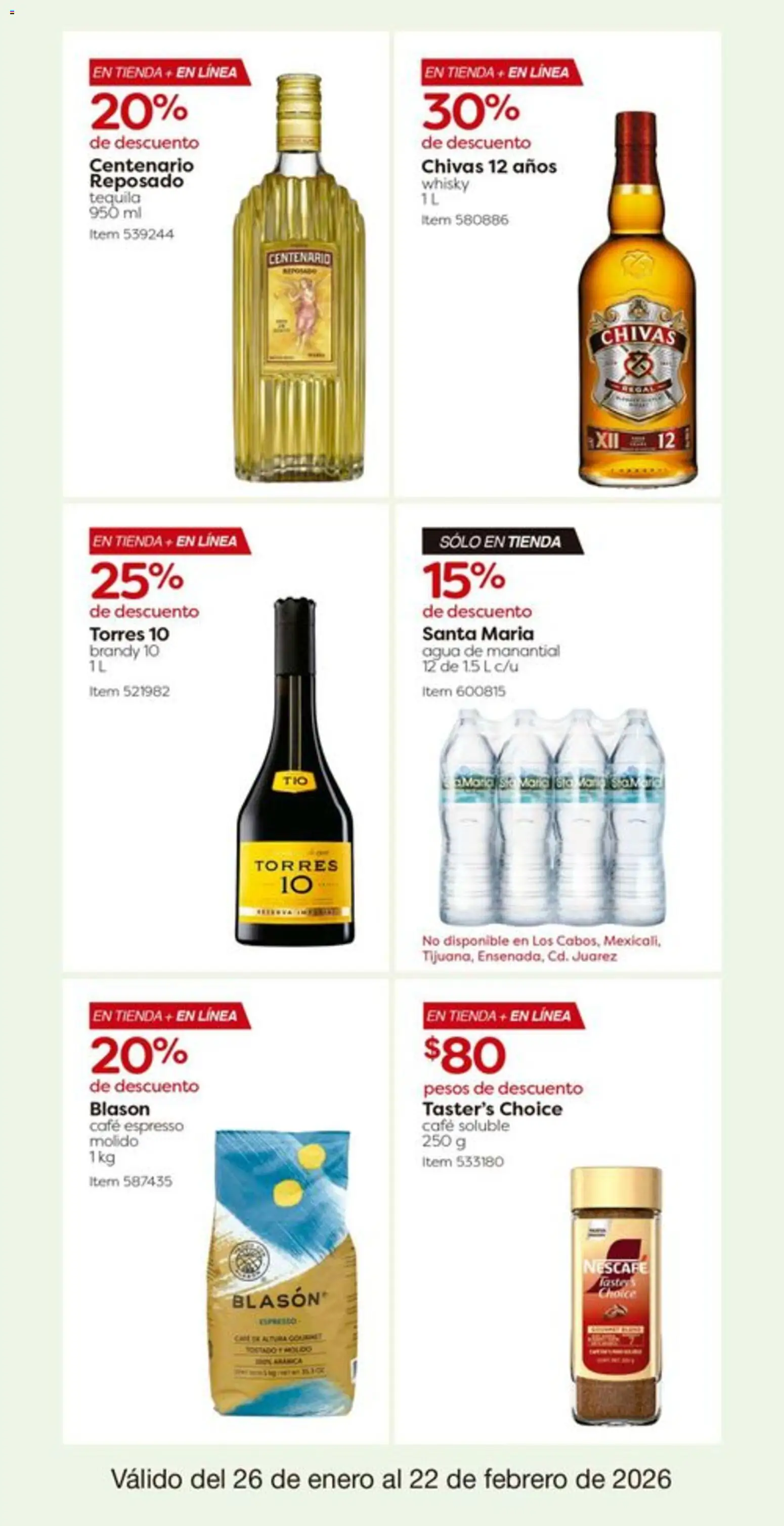 Nuevas ofertas de Costco válidas en toda la República Mexicana desde el 26.01.2026. ¡Encuentra las mejores ofertas en Costco catálogo! | Página: 23 | Productos: Agua, Café, Tequila, Whisky