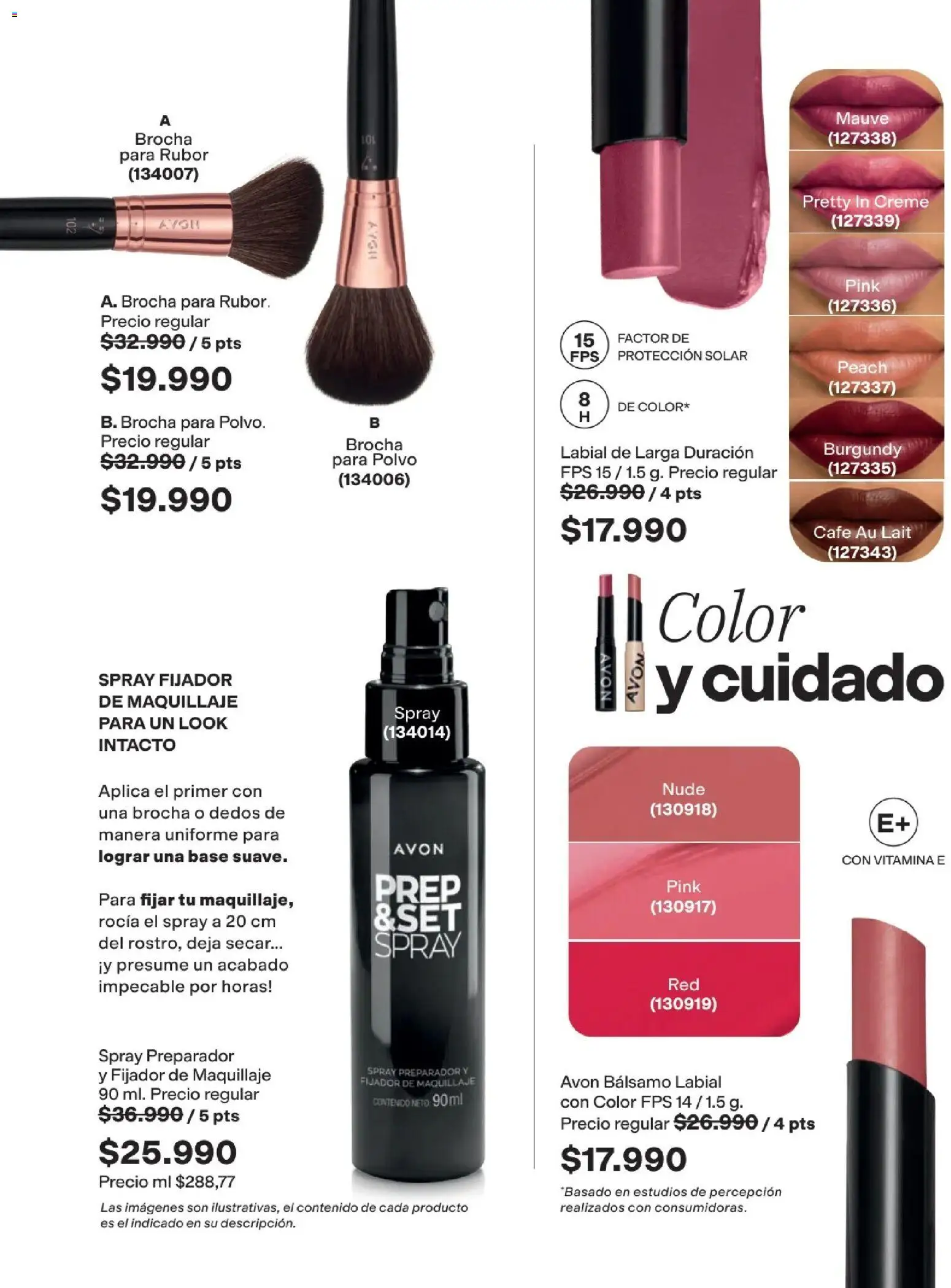 Avon revista - valida desde el 25.03.2026 | Página: 47 | Productos: Fijador, Bálsamo, Brocha, Maquillaje