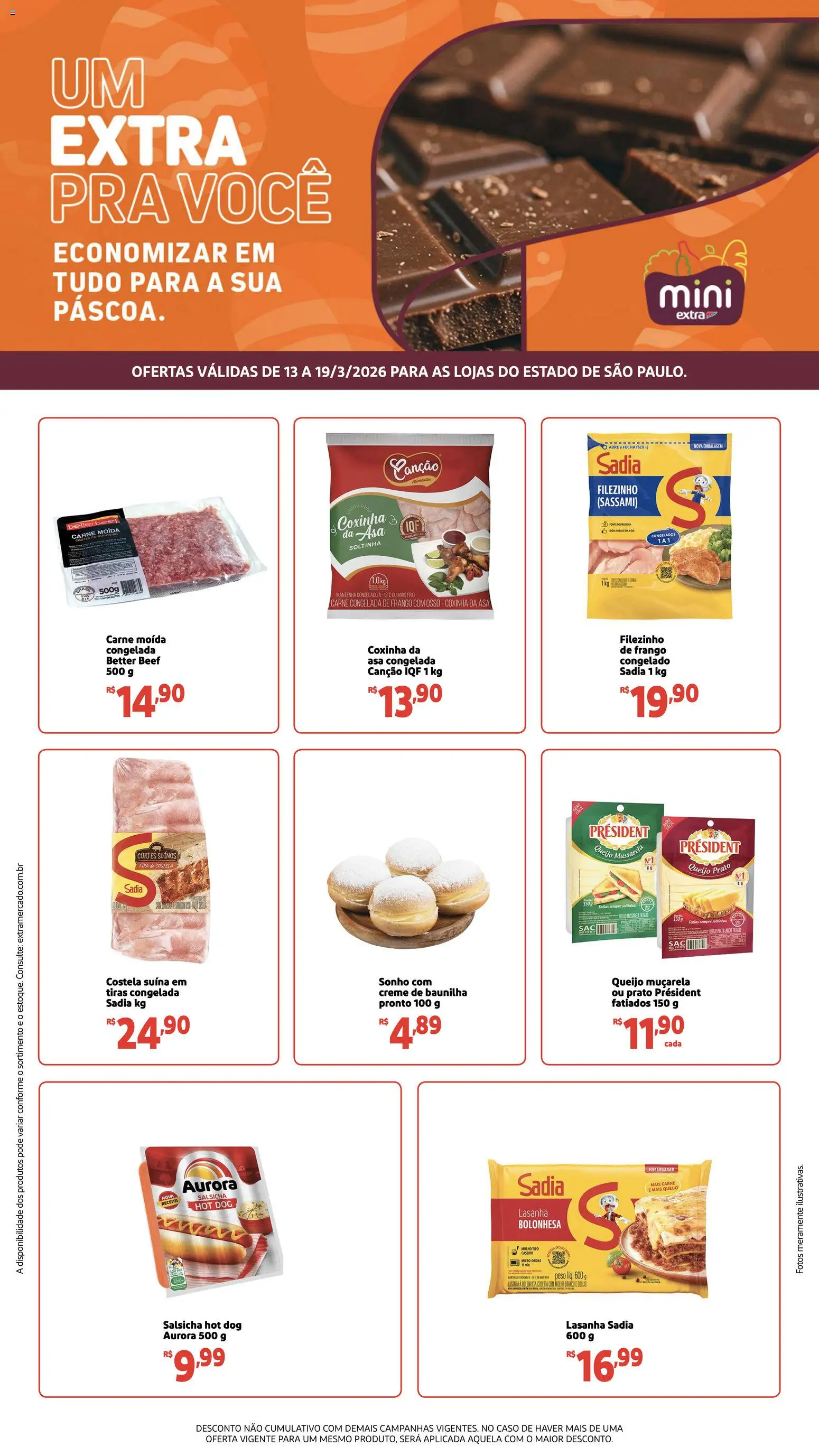 Mini Extra Folheto - válido de 13.03.2026 | Página: 1 | Produtos: Salsicha, Muçarela, Lasanha, Carne moída