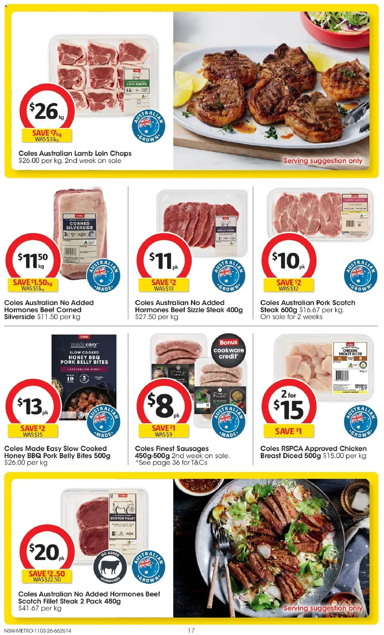 Coles catalogue - valid from 11.03.2026 | Page: 17 | Products: Chicken, Pork, Cookware, Steak