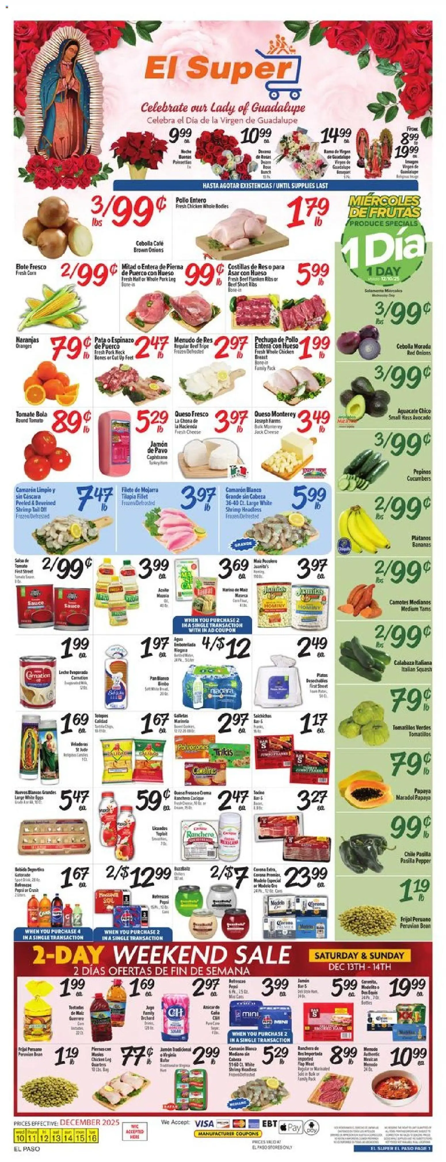 El Super Weekly Ad - TX - valid from 10.12.2025 | Page: 1 | Products: Squash, Pan, Pork, Pepper