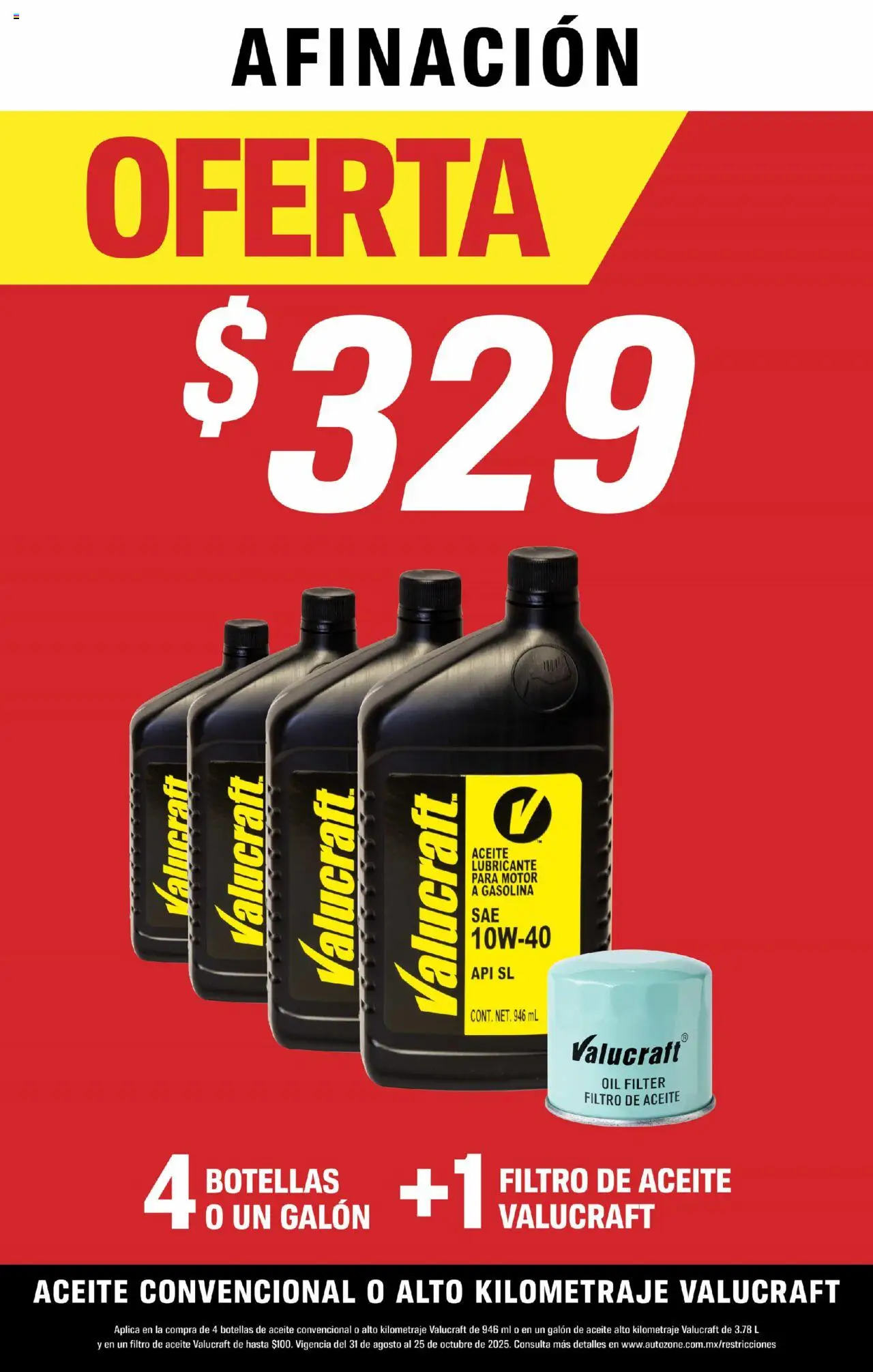 Nuevas ofertas de AutoZone válidas en toda la República Mexicana desde el 31.08.2025. ¡Encuentra las mejores ofertas en AutoZone catálogo! | Página: 5 | Productos: Aceite