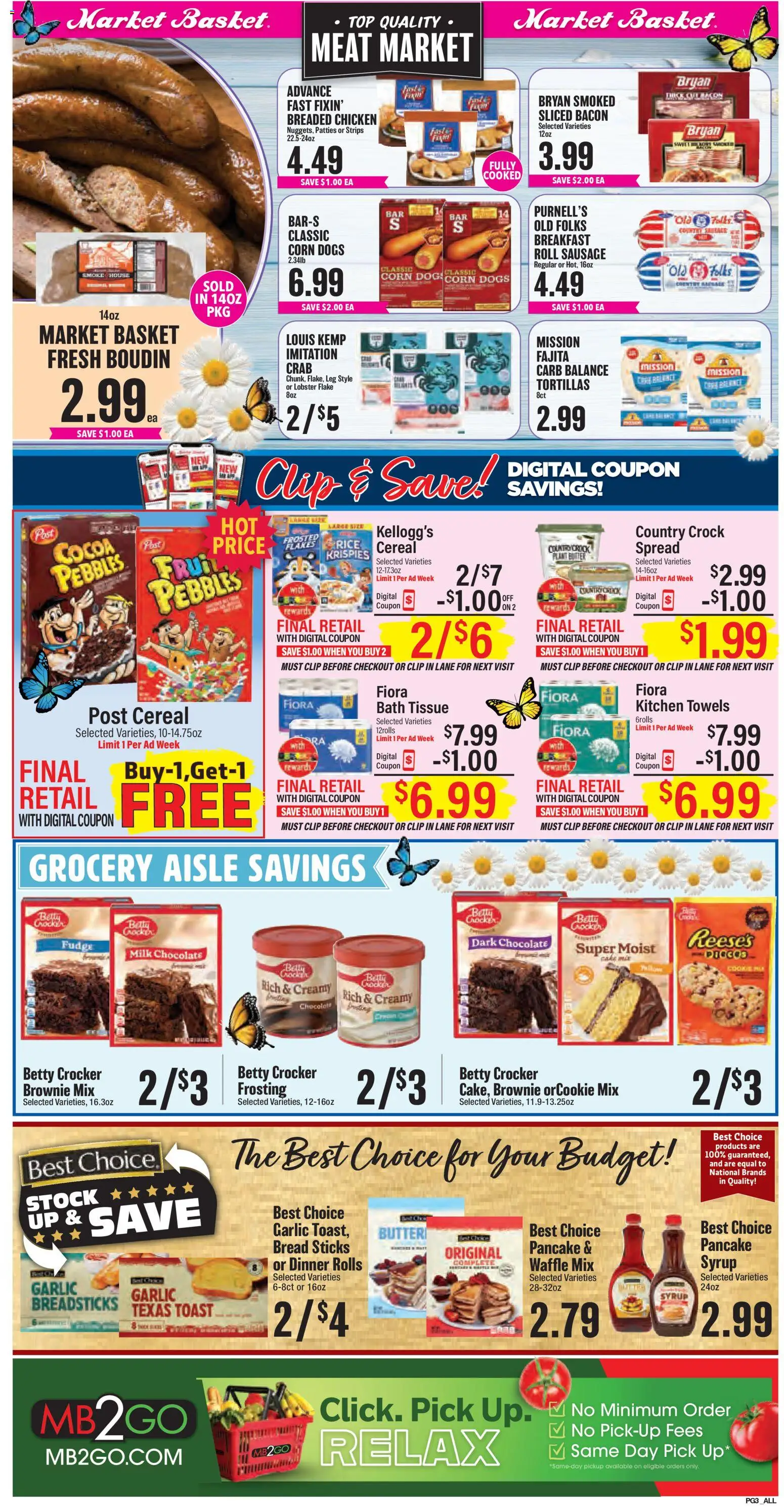 Market Basket Weekly Ad - valid from 04.03.2026 | Page: 3 | Products: Clip, Butter, Chocolate, Garlic