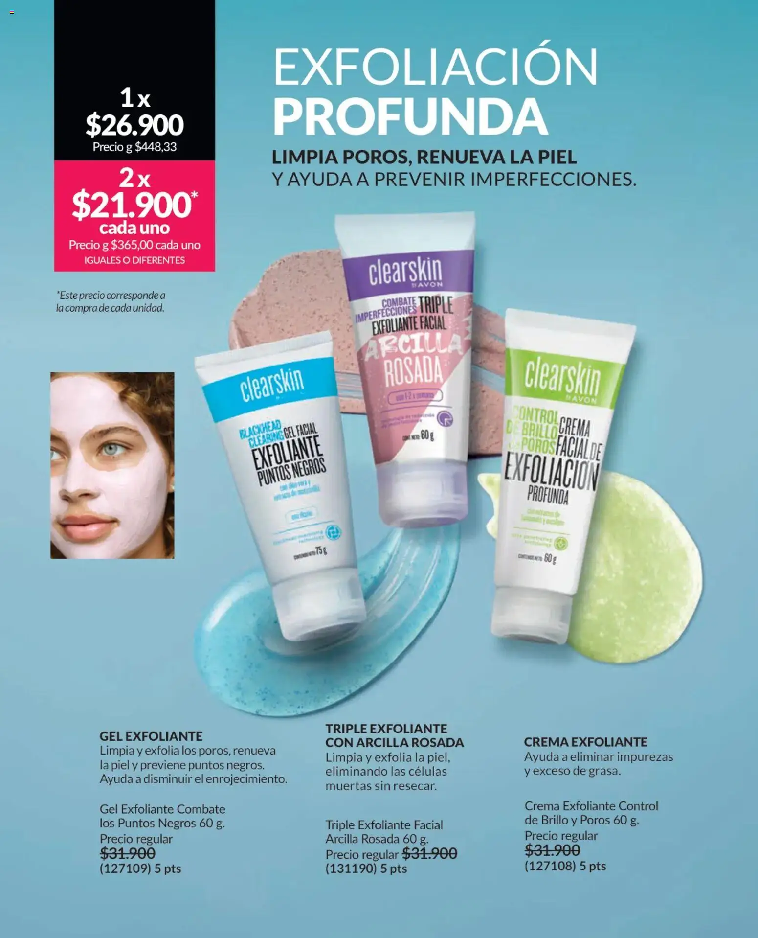Avon revista - valida desde el 01.04.2026 | Página: 143 | Productos: Exfoliante facial, Crema, Brillo