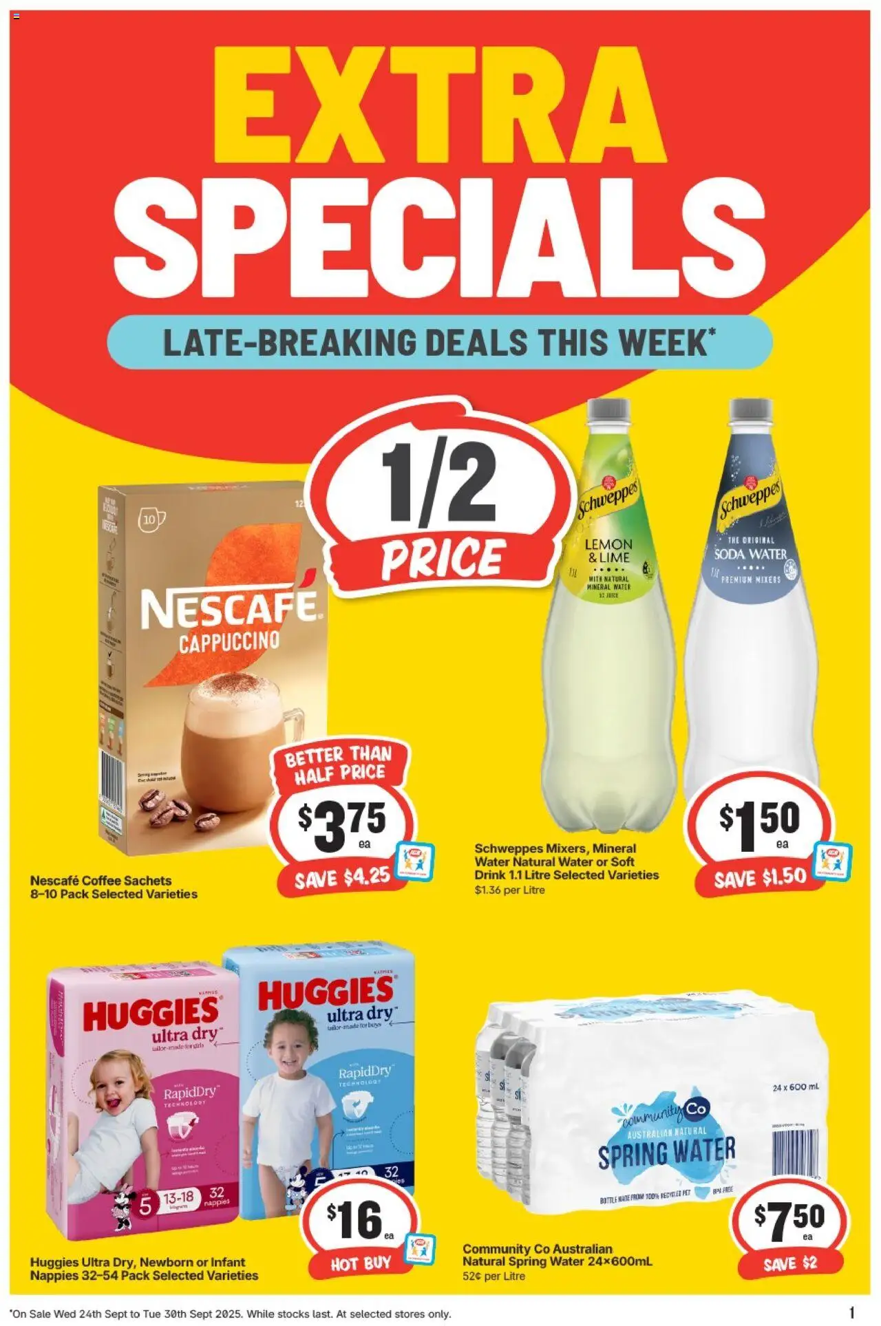 IGA catalogue - valid from 24.09.2025 | Page: 1 | Products: Coffee, Water, Lemon, Nescafe