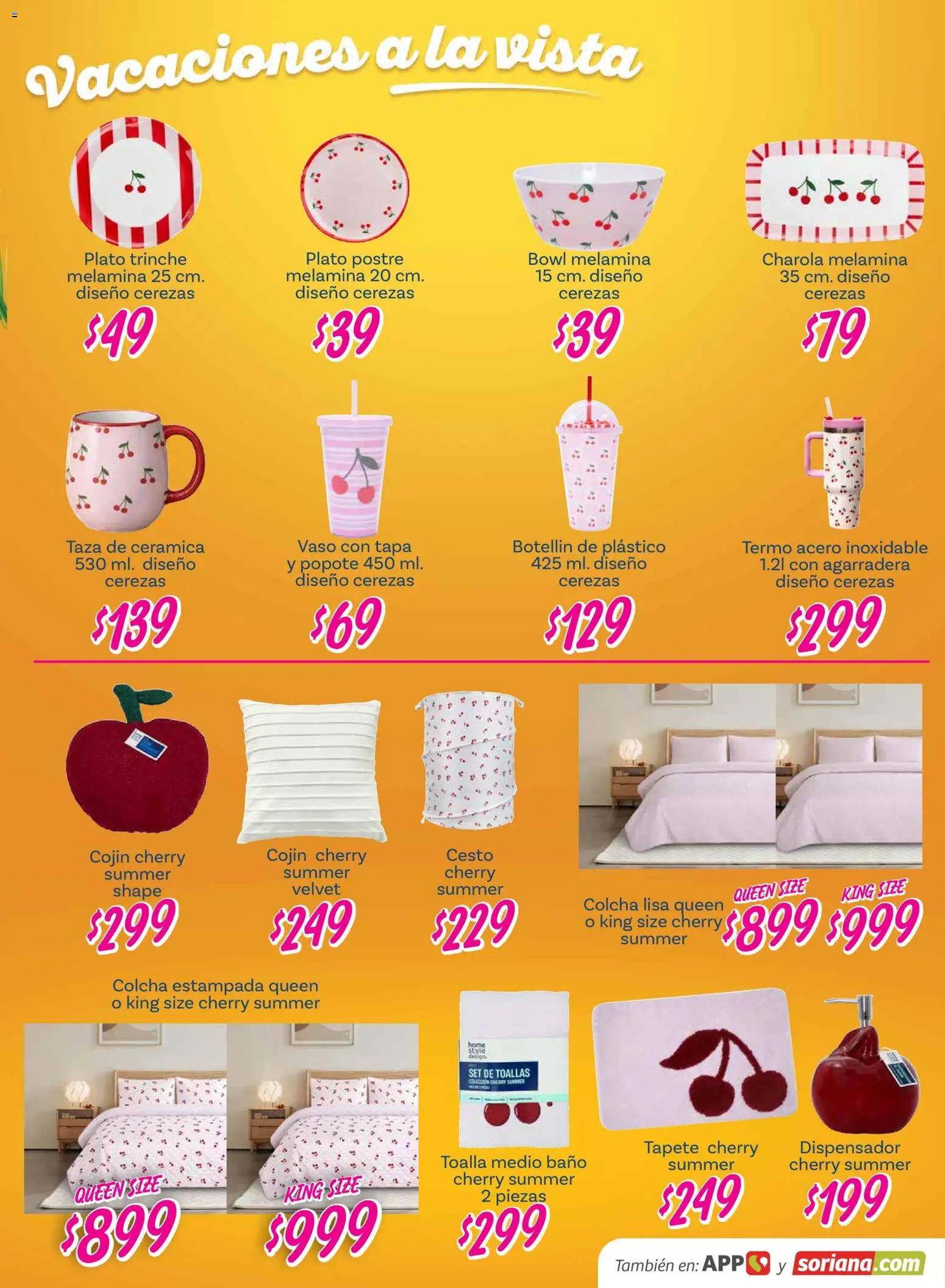 Nuevas ofertas de Soriana válidas en toda la República Mexicana desde el 26.02.2026. ¡Encuentra las mejores ofertas en Soriana - Vacaciones a la vista Híper Nacional! | Página: 15 | Productos: Cerezas, Baño, Tapete, Termo