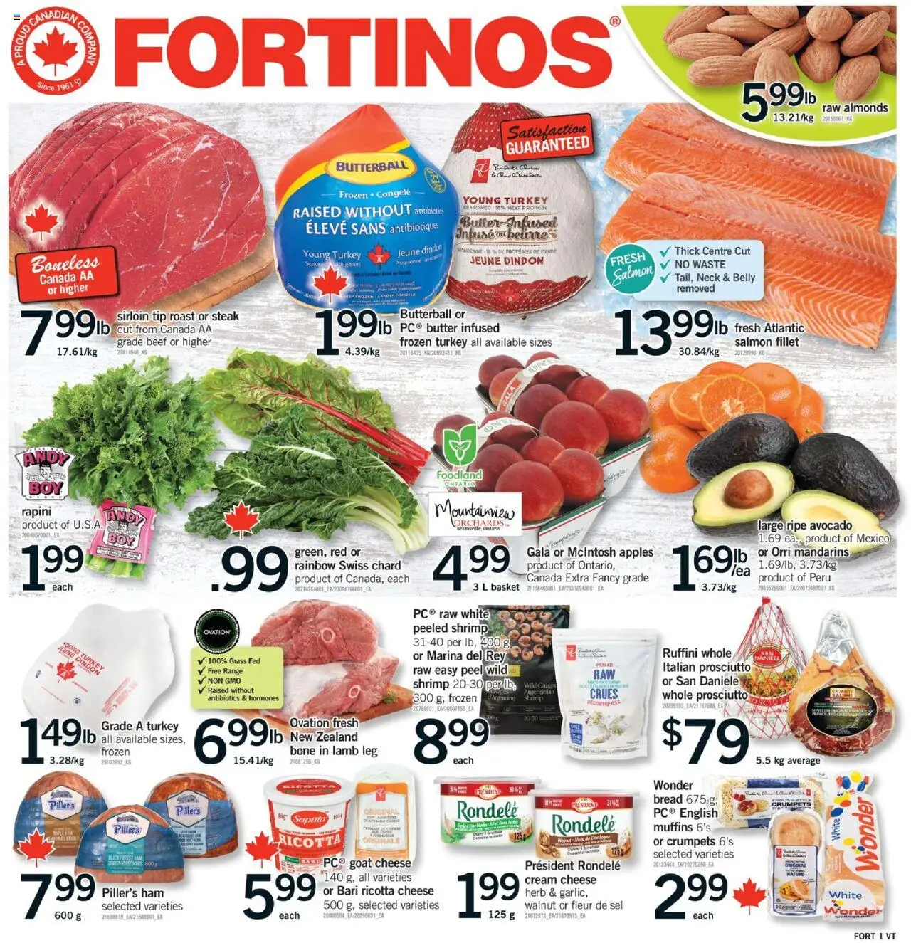 Fortinos flyer valid from 25.09.2025 | Page: 1 | Products: Turkey, Basket, Butter, Cheese