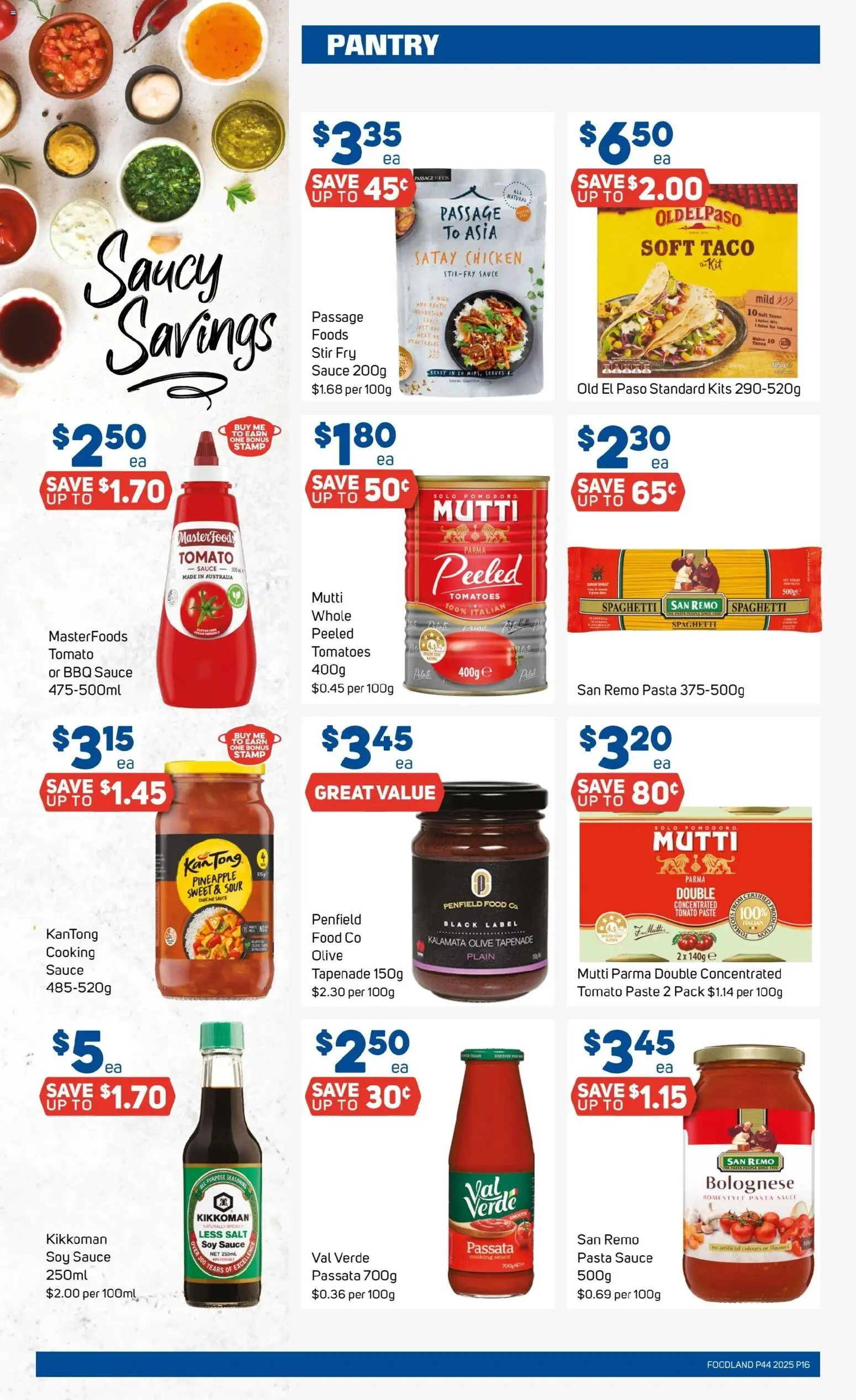 Foodland catalogue - valid from 29.09.2025 | Page: 16 | Products: BBQ Sauce, Tomatoes, Pasta, Vegetables