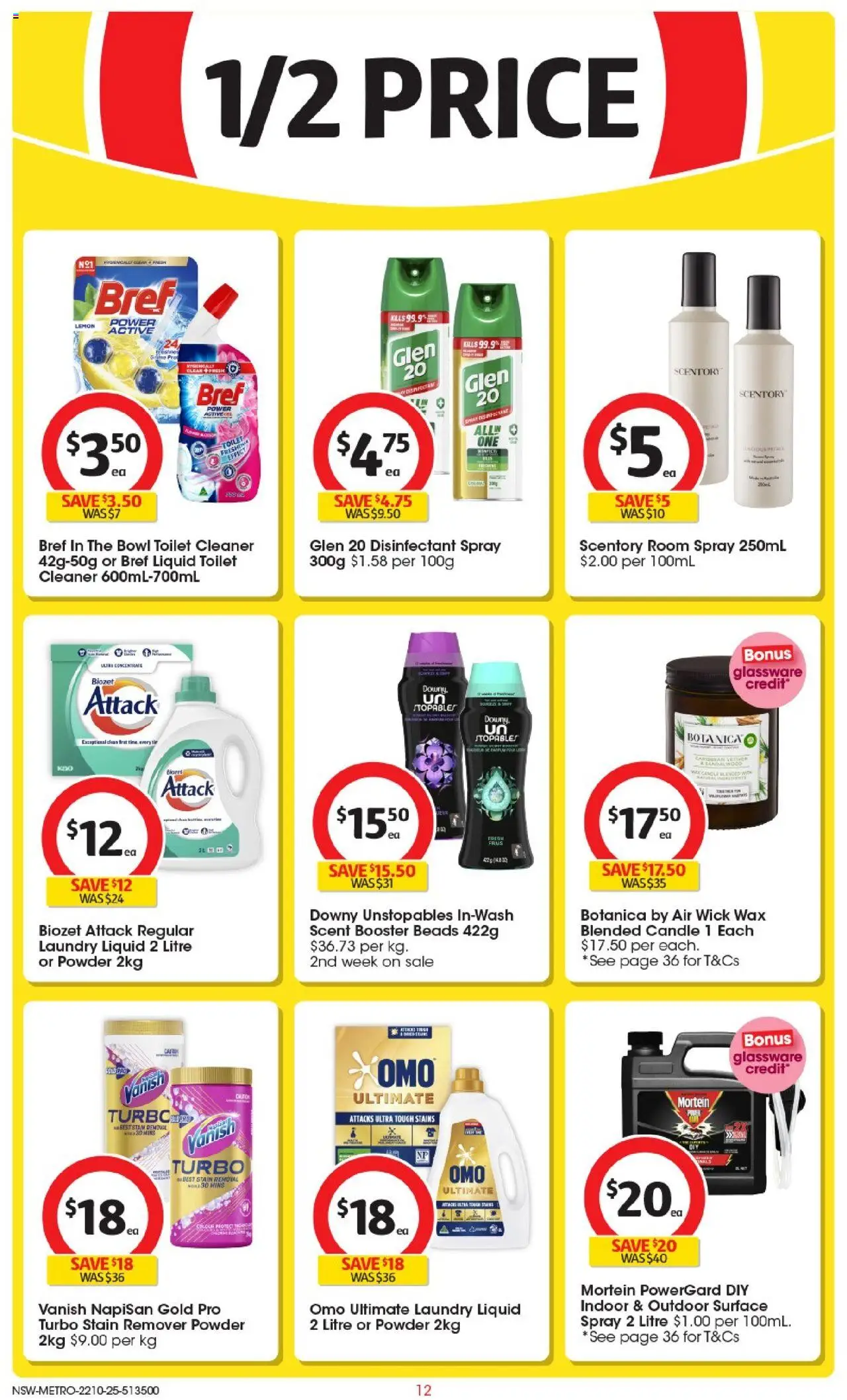 Coles catalogue - valid from 22.10.2025 | Page: 12 | Products: Powder, Cleaner, Candle, Laundry