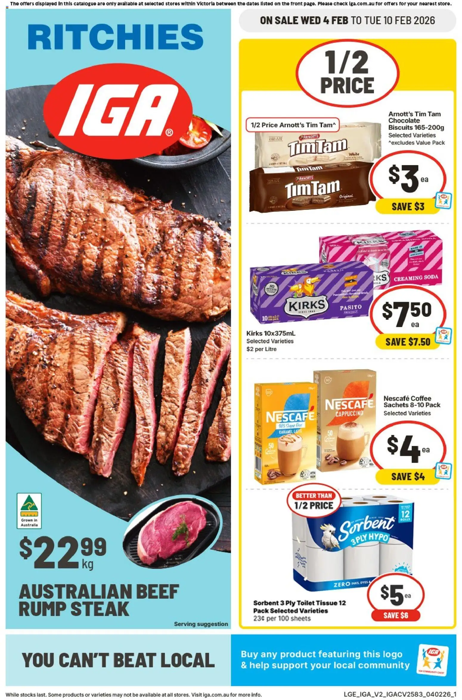 IGA catalogue - valid from 04.02.2026 | Page: 1 | Products: Toilet, Water, Lemon, Lime