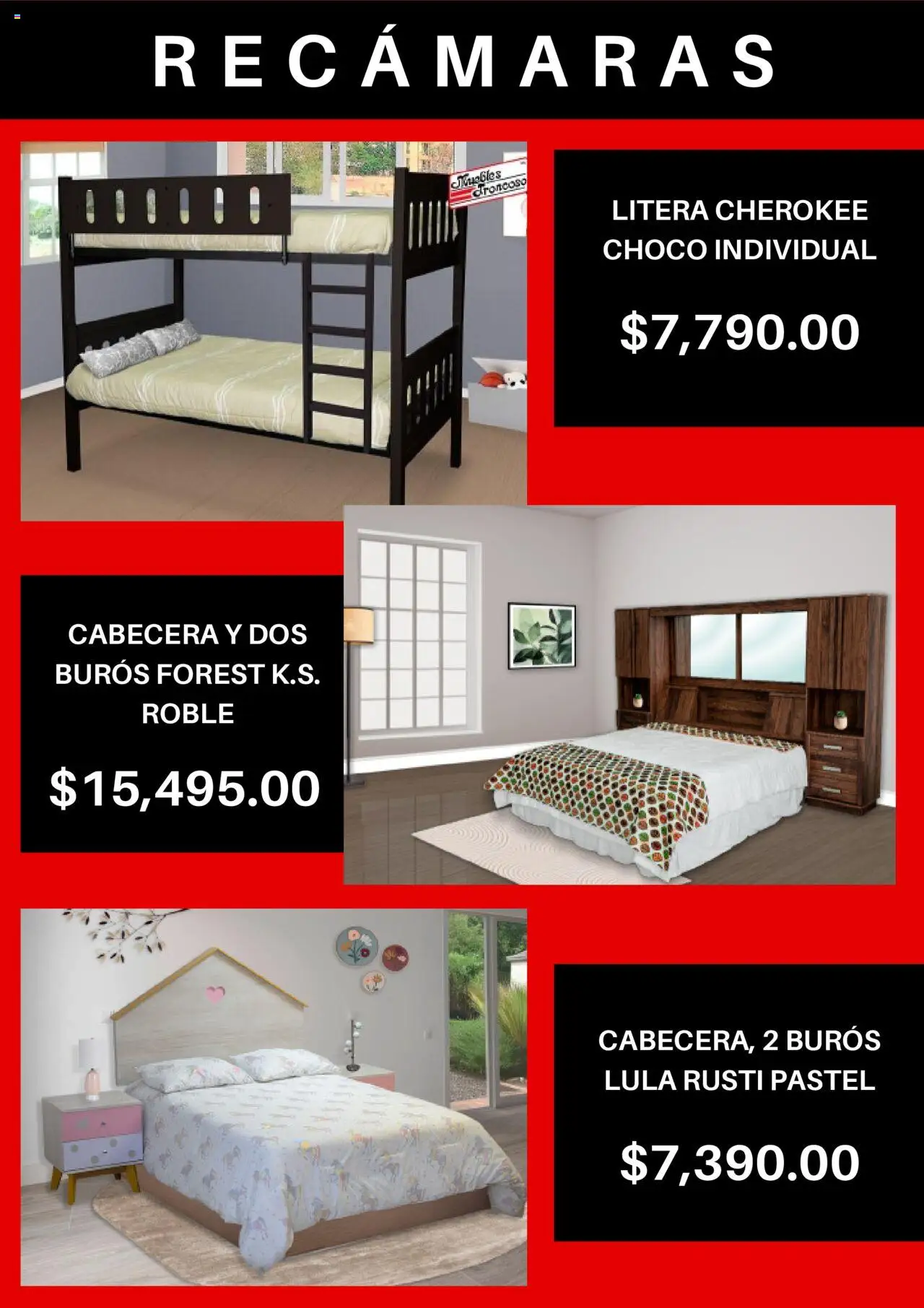 Nuevas ofertas de Muebles Troncoso válidas en toda la República Mexicana desde el 07.08.2025. ¡Encuentra las mejores ofertas en Muebles Troncoso - Catálogo! | Página: 4 | Productos: Pastel, Cabecera, Litera