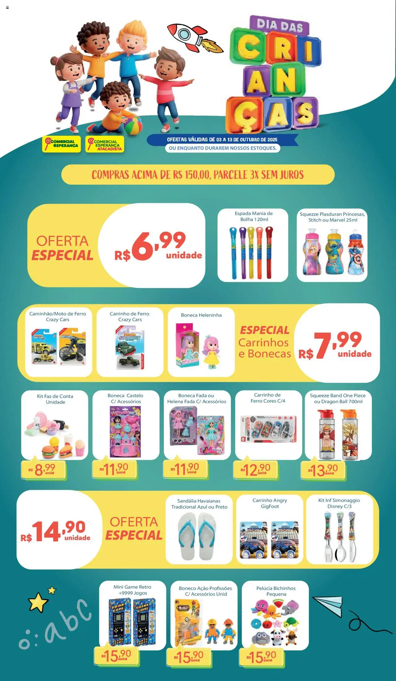 Comercial Esperança Folheto - válido de 03.10.2025 | Página: 1 | Produtos: Ferro, Boneca, Carrinho, Jogos
