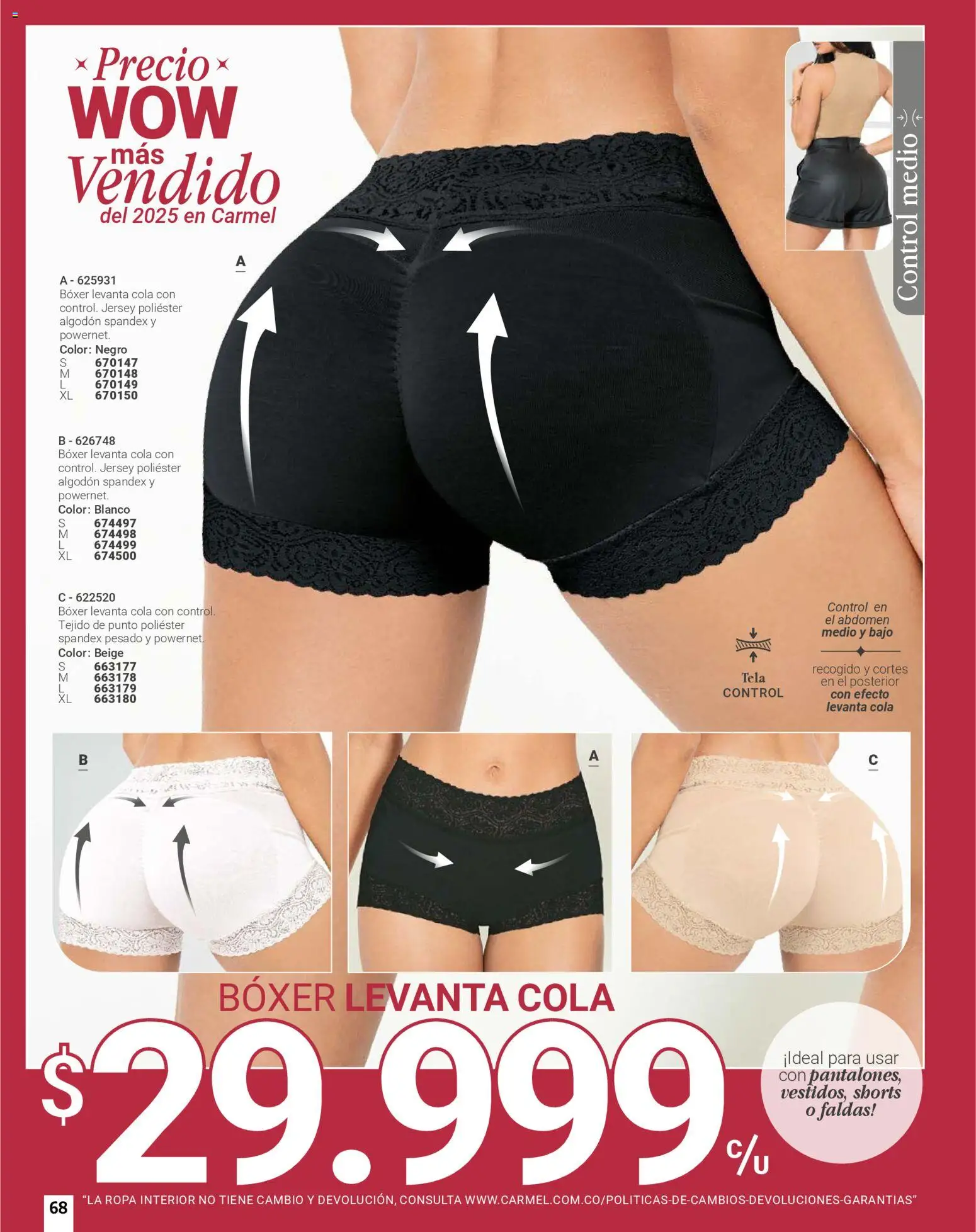 Carmel revista - valida desde el 01.01.2026 | Página: 68 | Productos: Algodón, Ropa, Faldas, Ropa interior