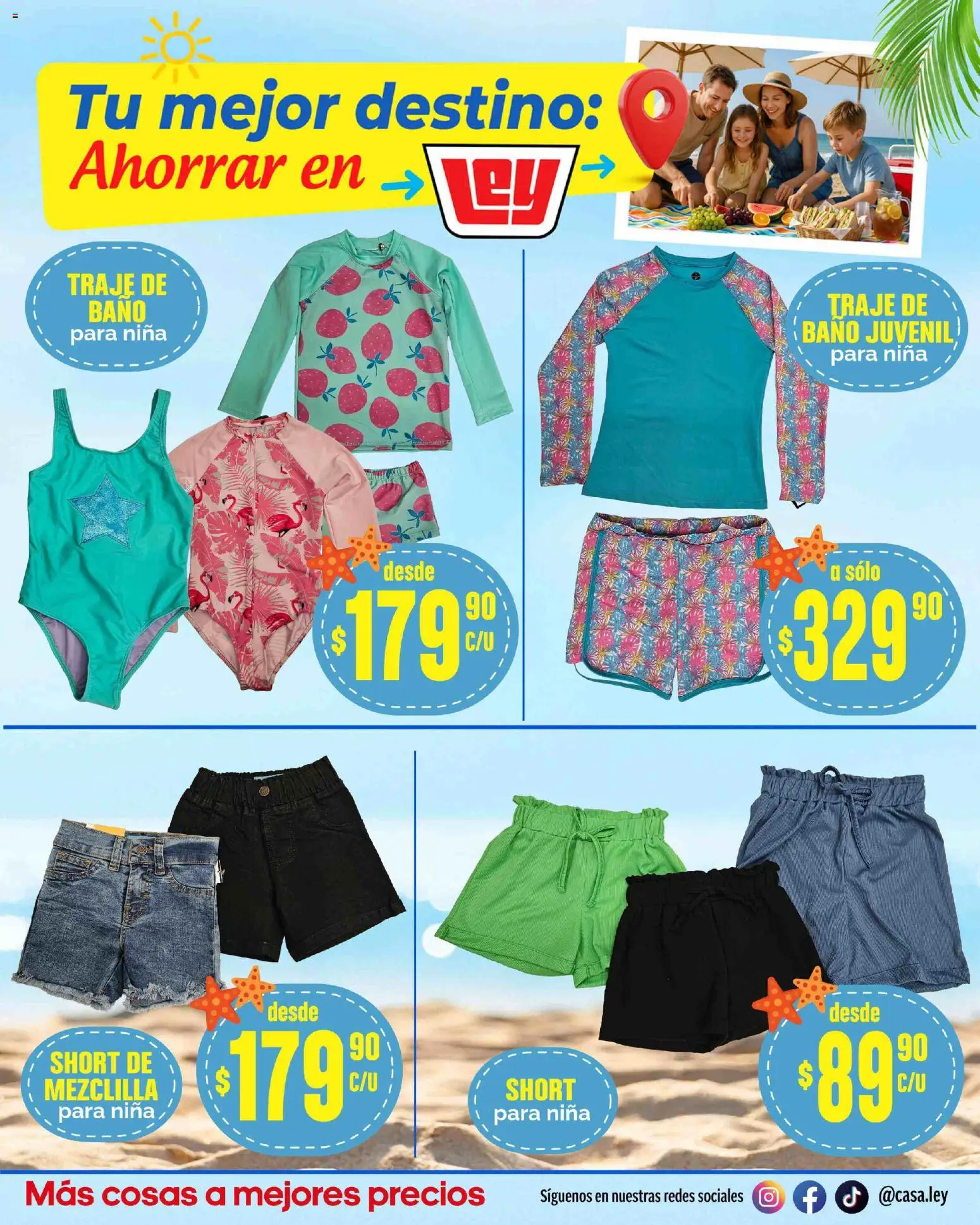 Nuevas ofertas de Casa Ley válidas en toda la República Mexicana desde el 20.03.2026. ¡Encuentra las mejores ofertas en Casa Ley folleto Tu mejor destino ! | Página: 25 | Productos: Traje, Traje de baño, Short, Baño