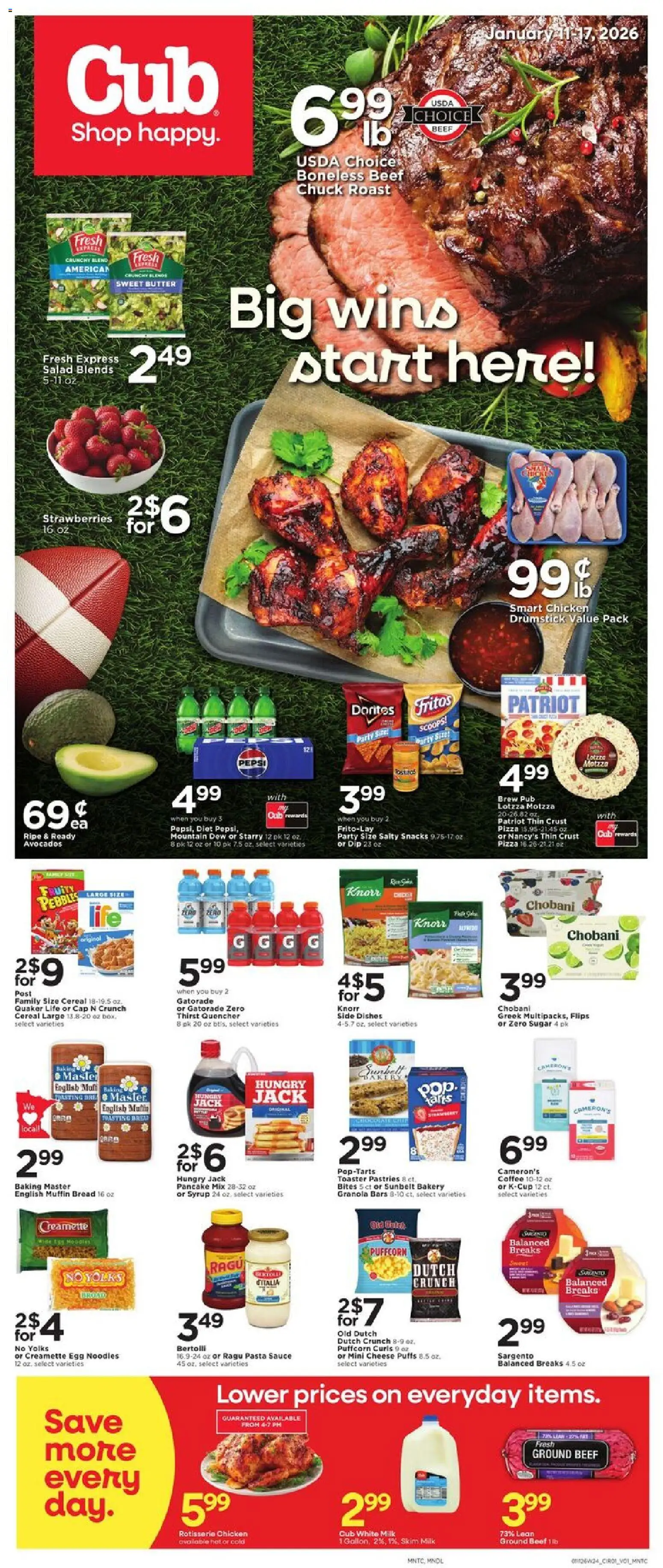 Cub Foods Weekly Ad - valid from 10.01.2026 | Page: 1 | Products: Bakery, Milk, Bread, Sauce