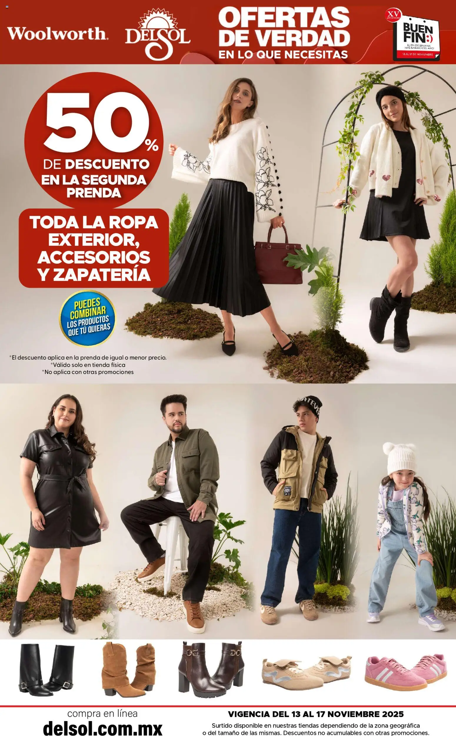 Nuevas ofertas de Del Sol y Woolworth válidas en toda la República Mexicana desde el 13.11.2025. ¡Encuentra las mejores ofertas en Del Sol y Woolworth Buen fin! | Página: 9 | Productos: Ropa