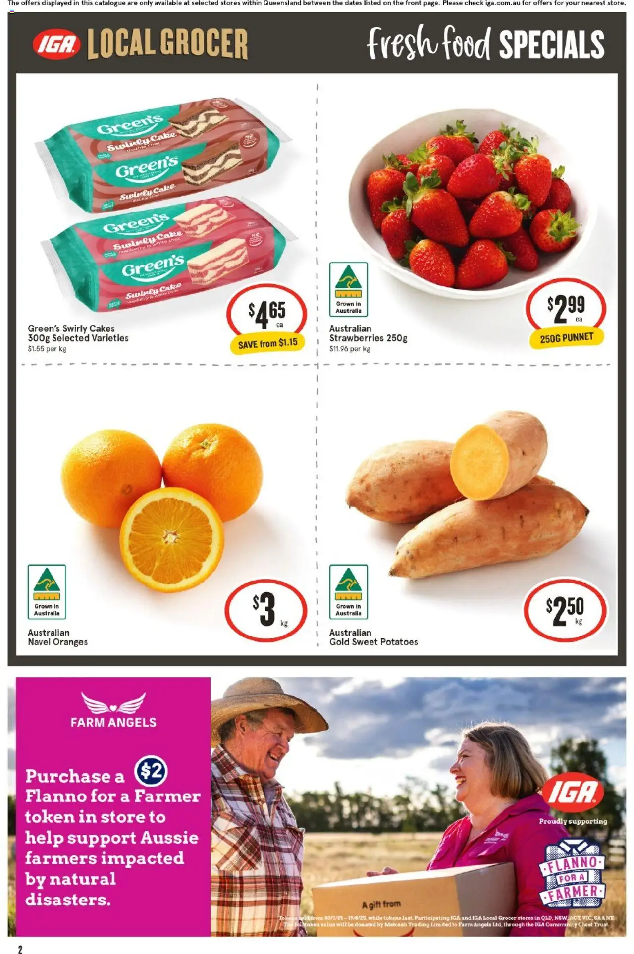 IGA catalogue - valid from 13.08.2025 | Page: 3 | Products: Oranges, Strawberries, Potatoes, Raspberry