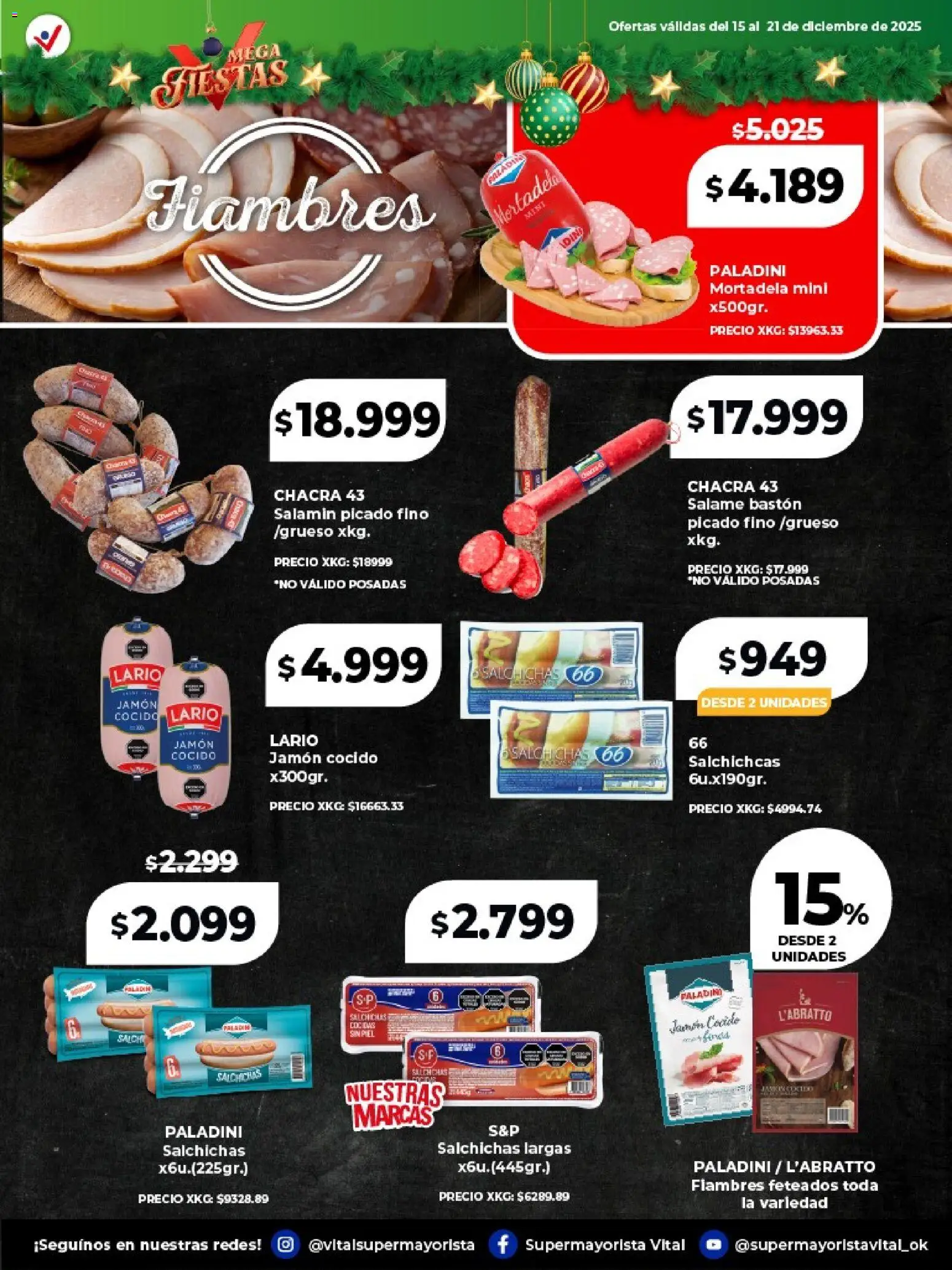 Vital - Especial de frescos │ válido desde el 15.12.2025 | Página: 9 | Productos: Jamón cocido, Mortadela, Jamón, Salame