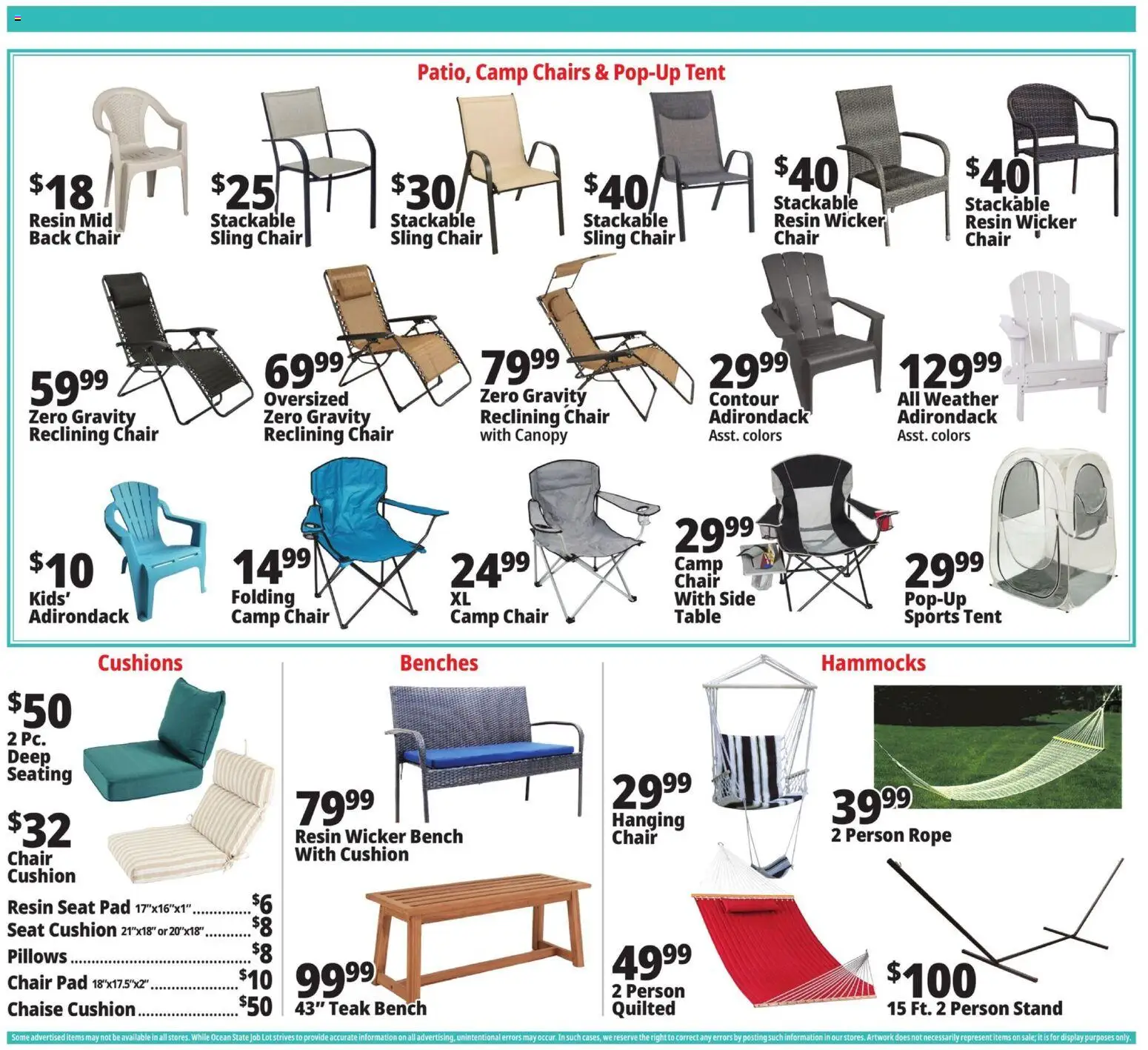 Ocean State Job Lot Weekly Ad - valid from 16.04.2026 | Page: 7 | Products: Table, Chair, Tent, Cushion